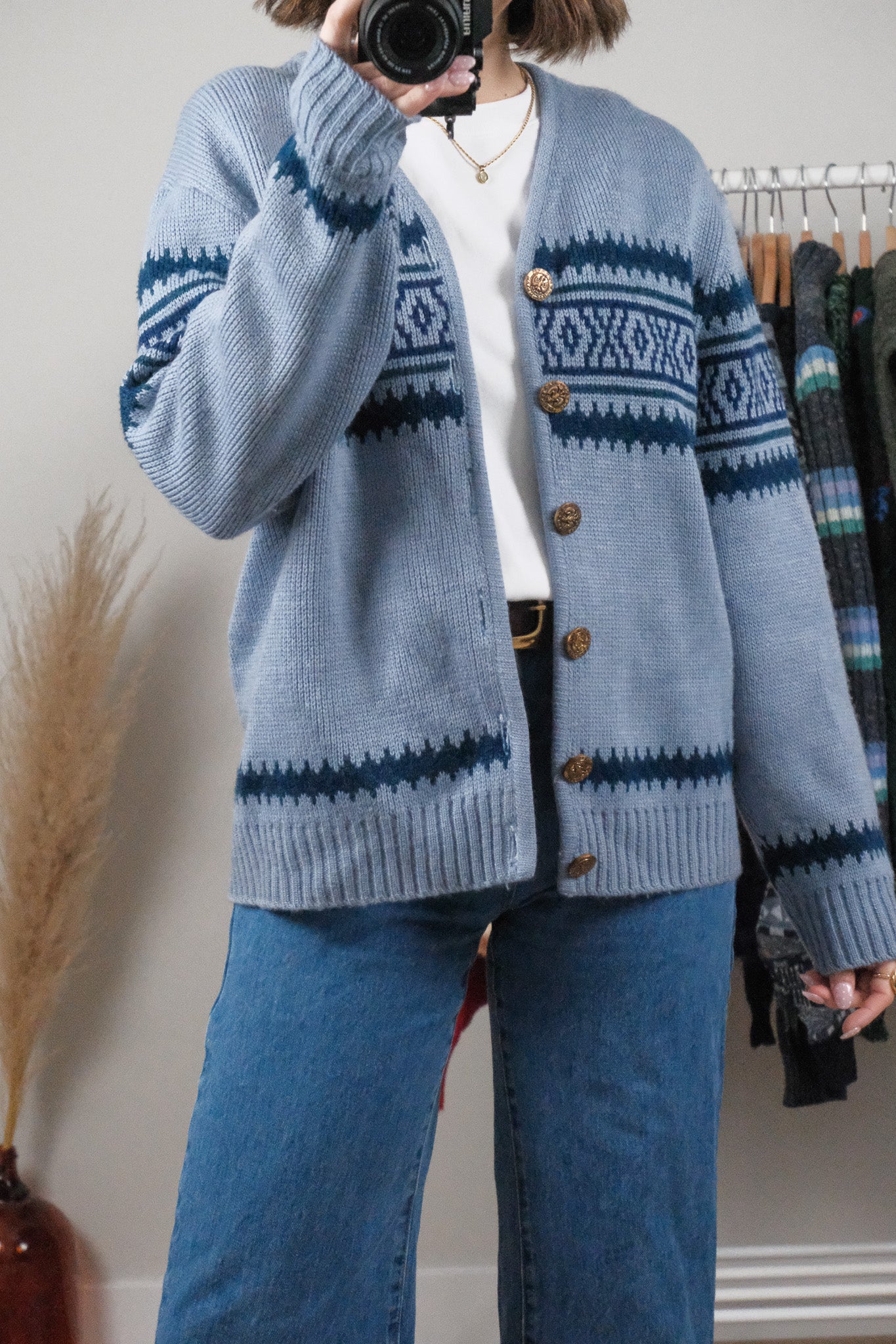 Vintage x Wool Patterned Cardigan (M/L)