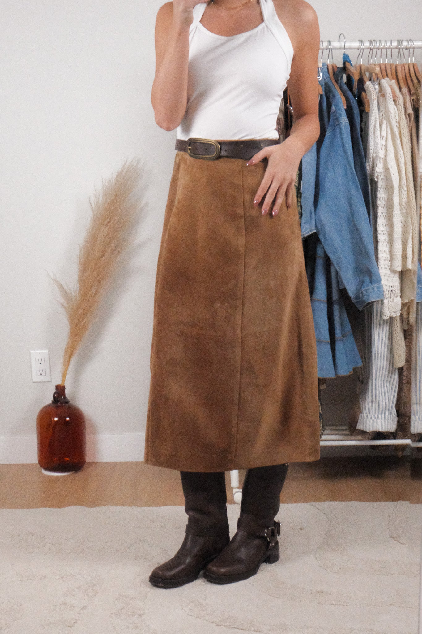 Vintage x Suede Midi Skirt (10)