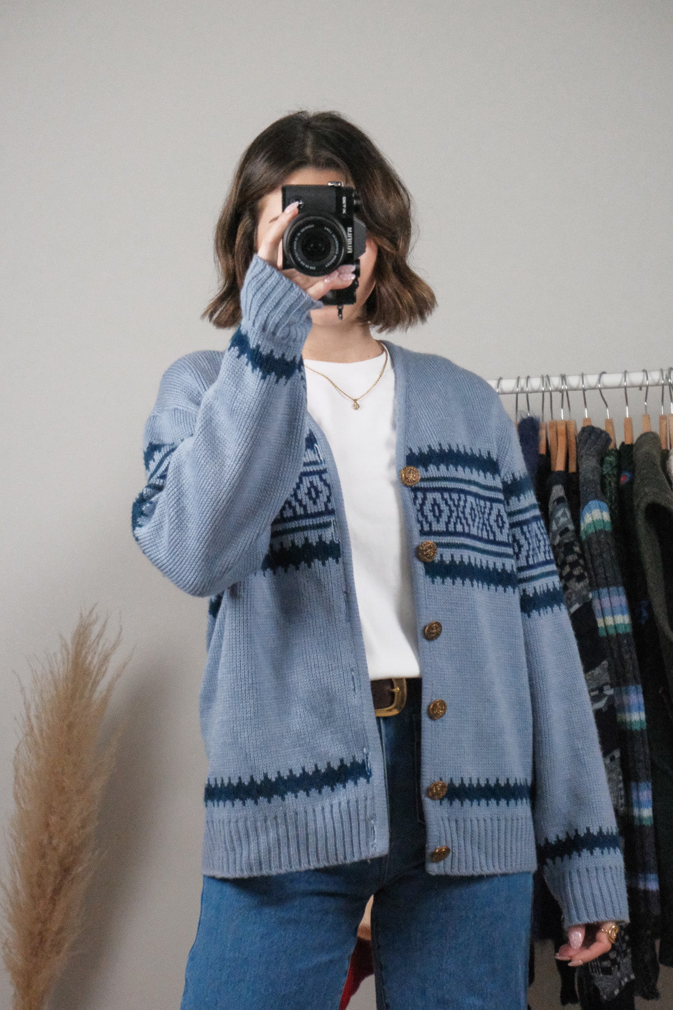 Vintage x Wool Patterned Cardigan (M/L)