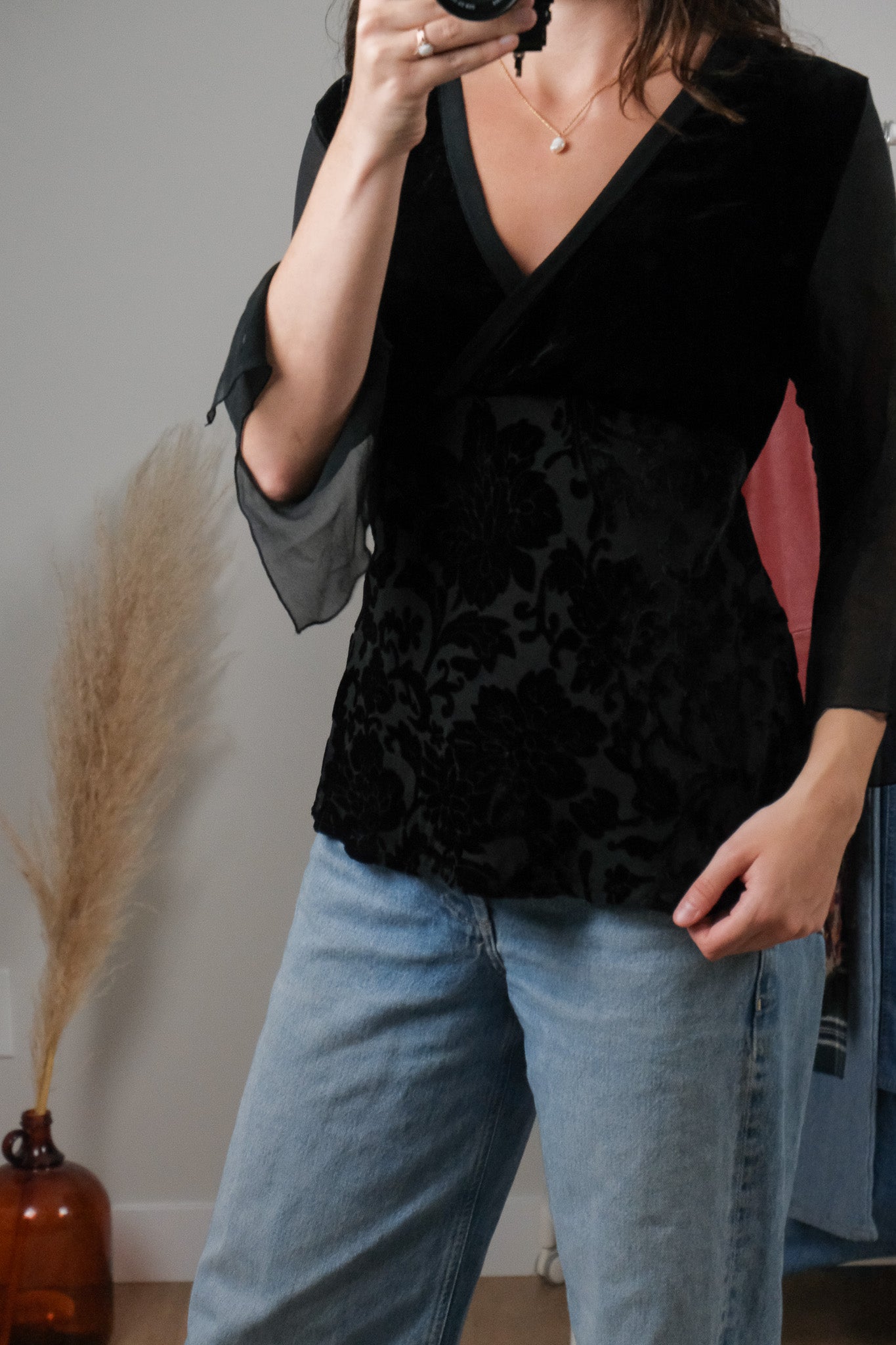 Vintage x Silk Blend Velvet Blouse (L)