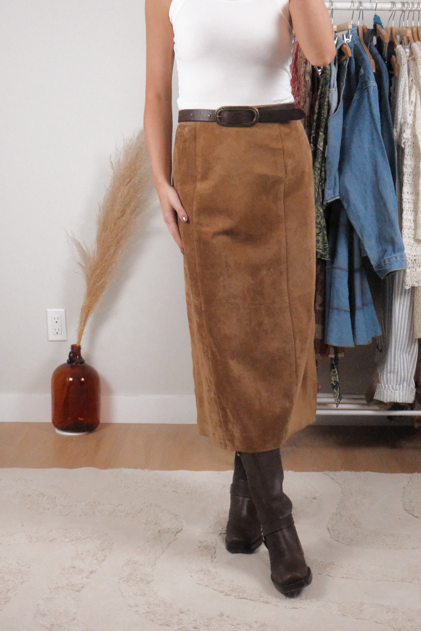 Vintage x Suede Midi Skirt (10)