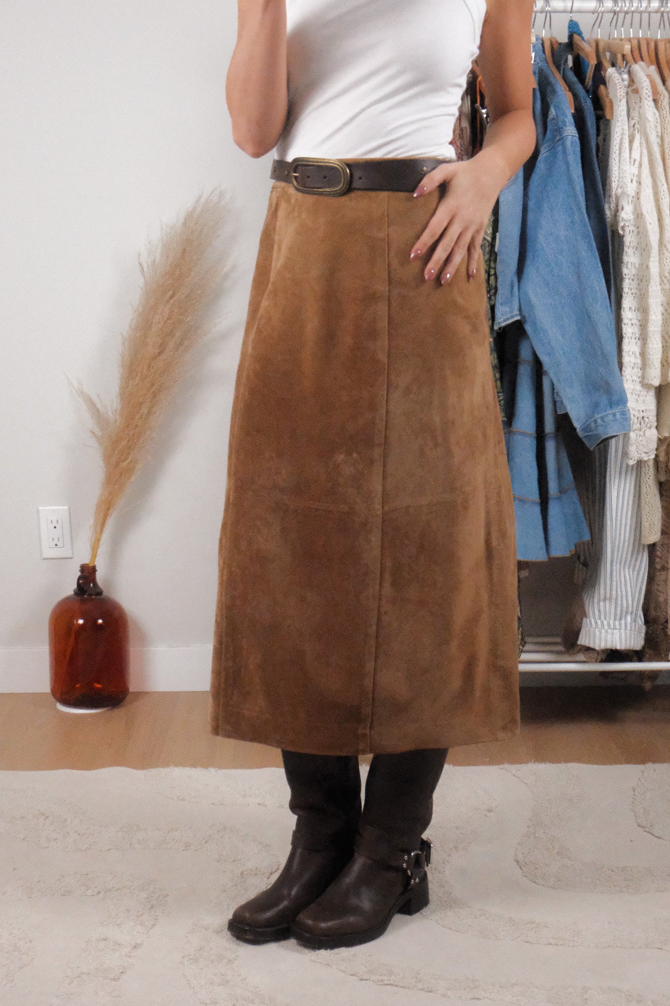 Vintage x Suede Midi Skirt (10)