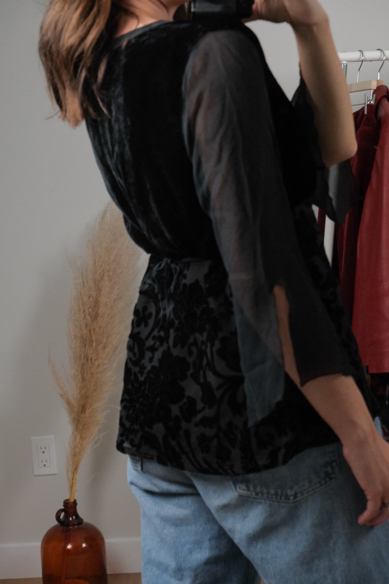 Vintage x Silk Blend Velvet Blouse (L)
