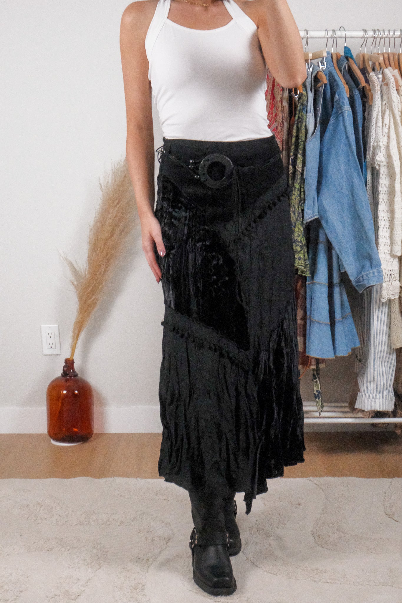 Vintage x Velvet/Corduroy Belted Midi Skirt (4)