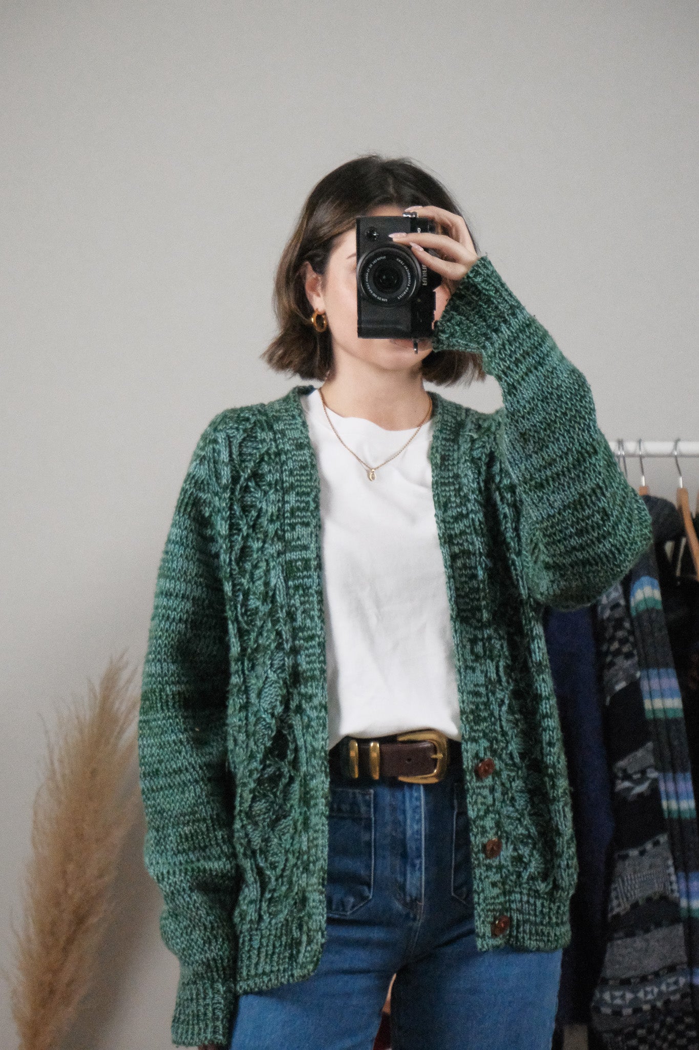 Made in Korea x Vintage x Textured Chunky Cardigan (L)