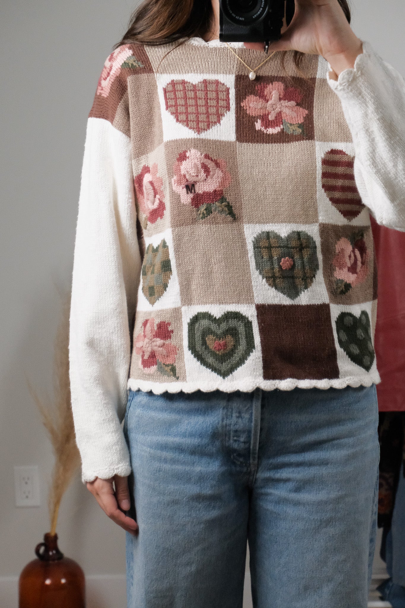 Vintage x Deadstock Embroidered Patterned Sweater (S/M)