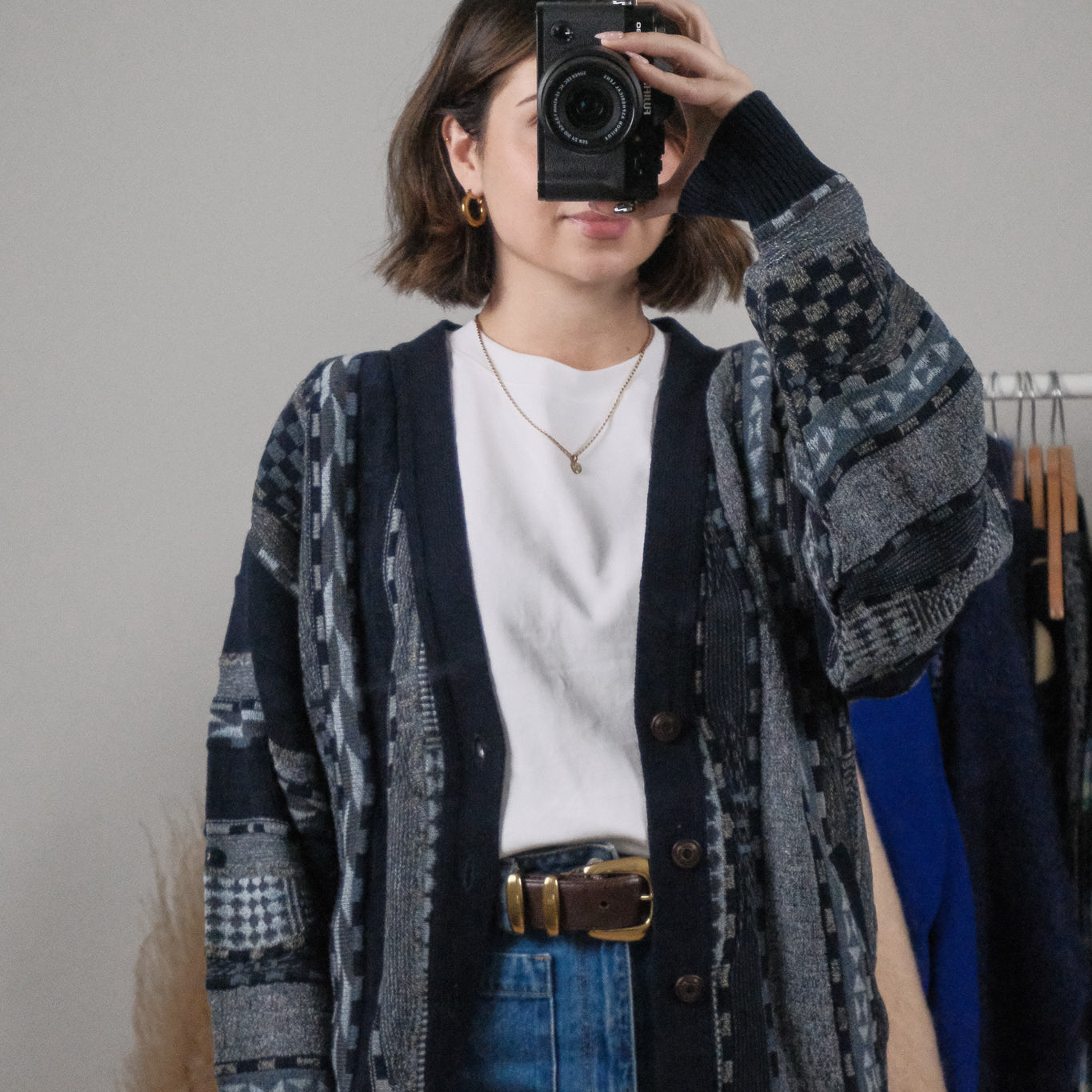 Made in Canada x Vintage x Wool Blend 3D Textured Cardigan (L/XL)