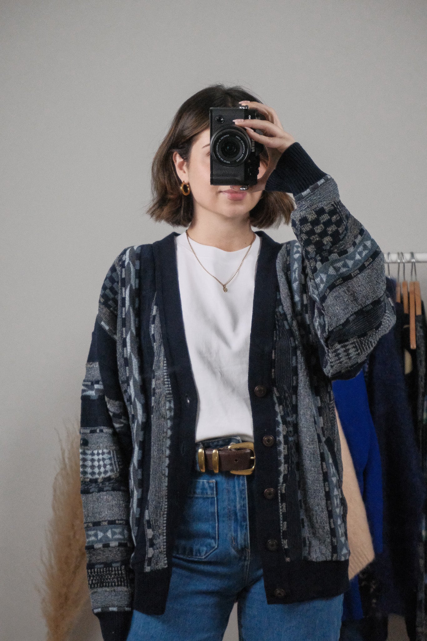 Made in Canada x Vintage x Wool Blend 3D Textured Cardigan (L/XL)