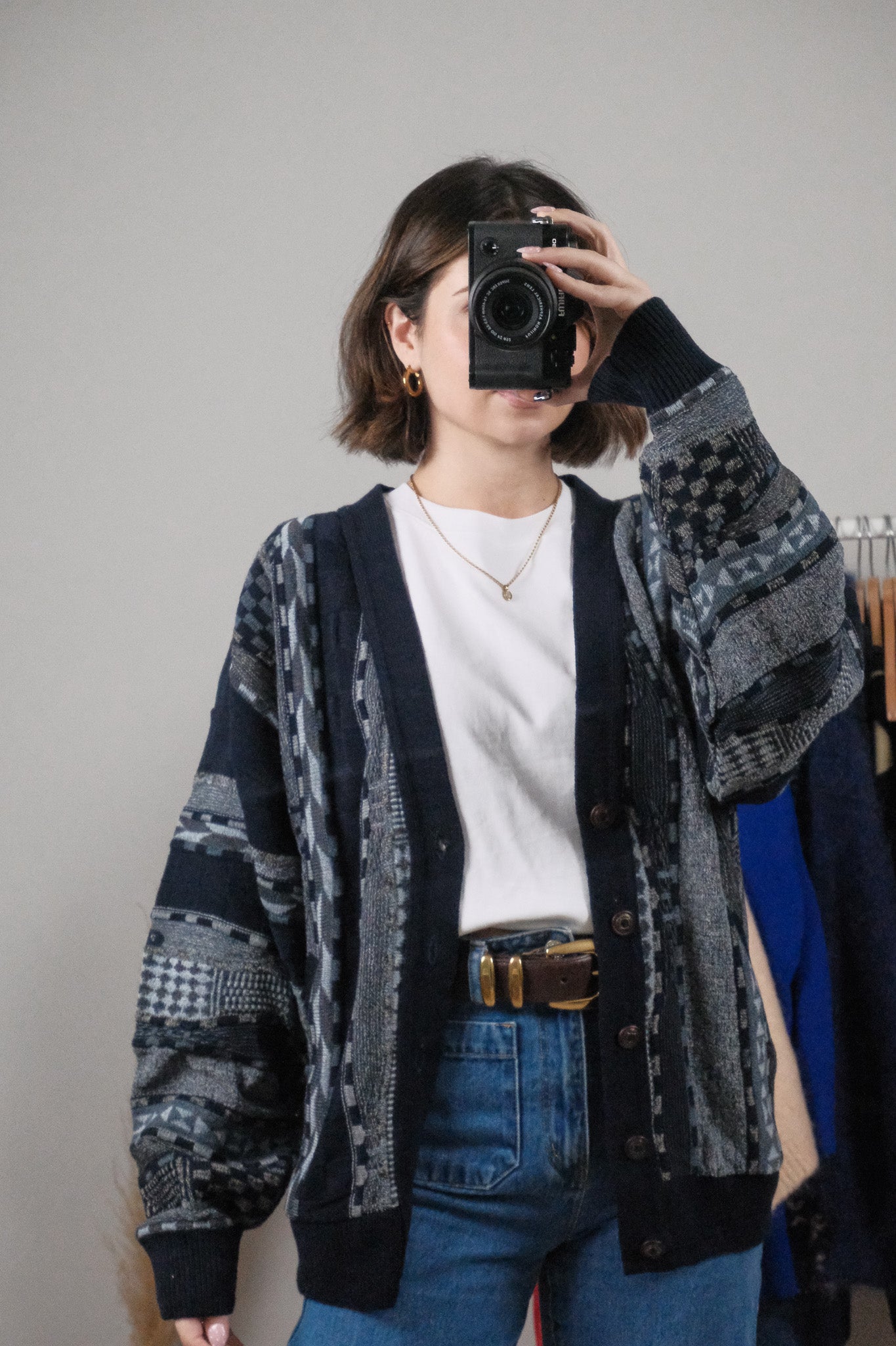 Made in Canada x Vintage x Wool Blend 3D Textured Cardigan (L/XL)