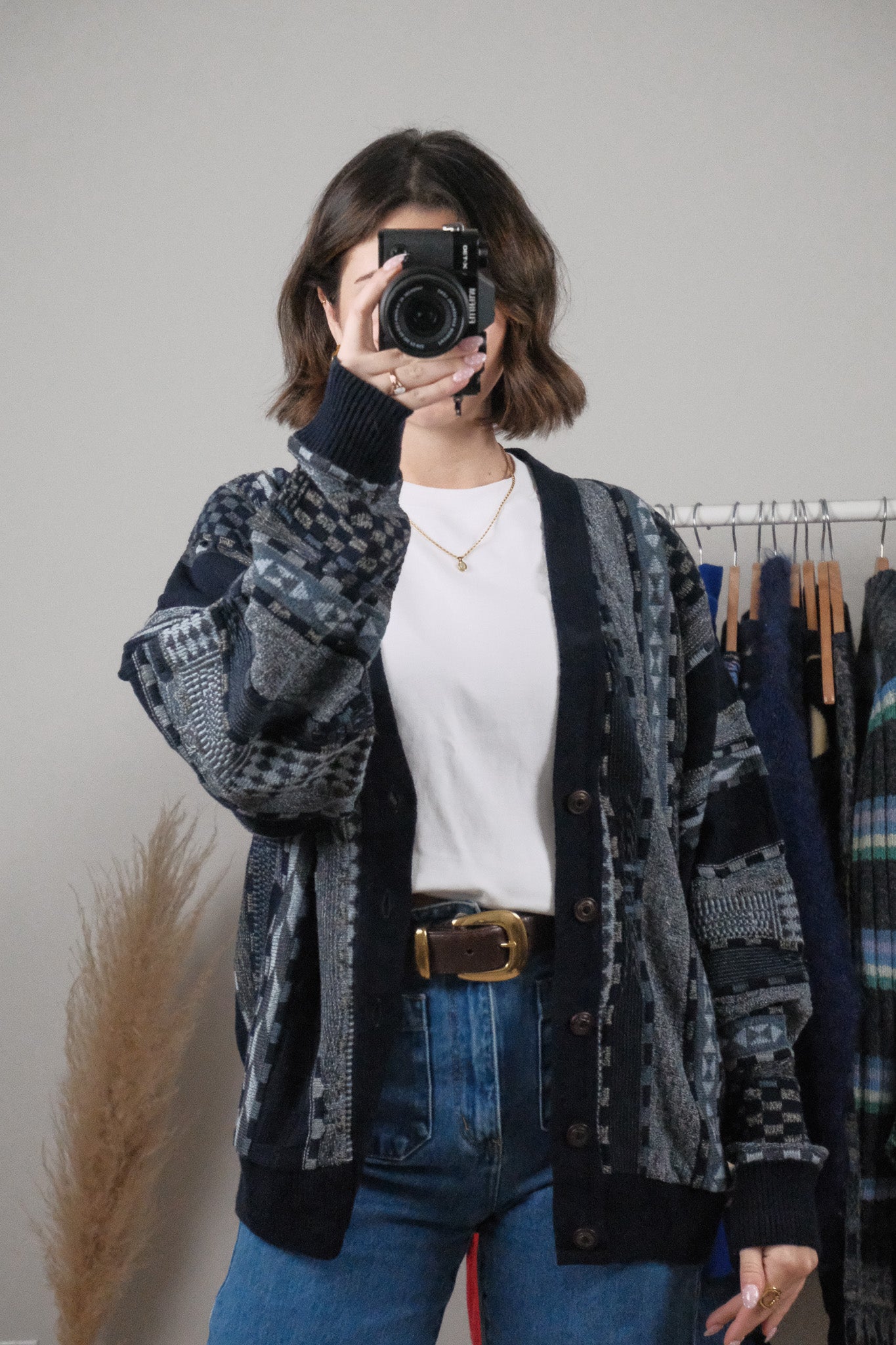 Made in Canada x Vintage x Wool Blend 3D Textured Cardigan (L/XL)