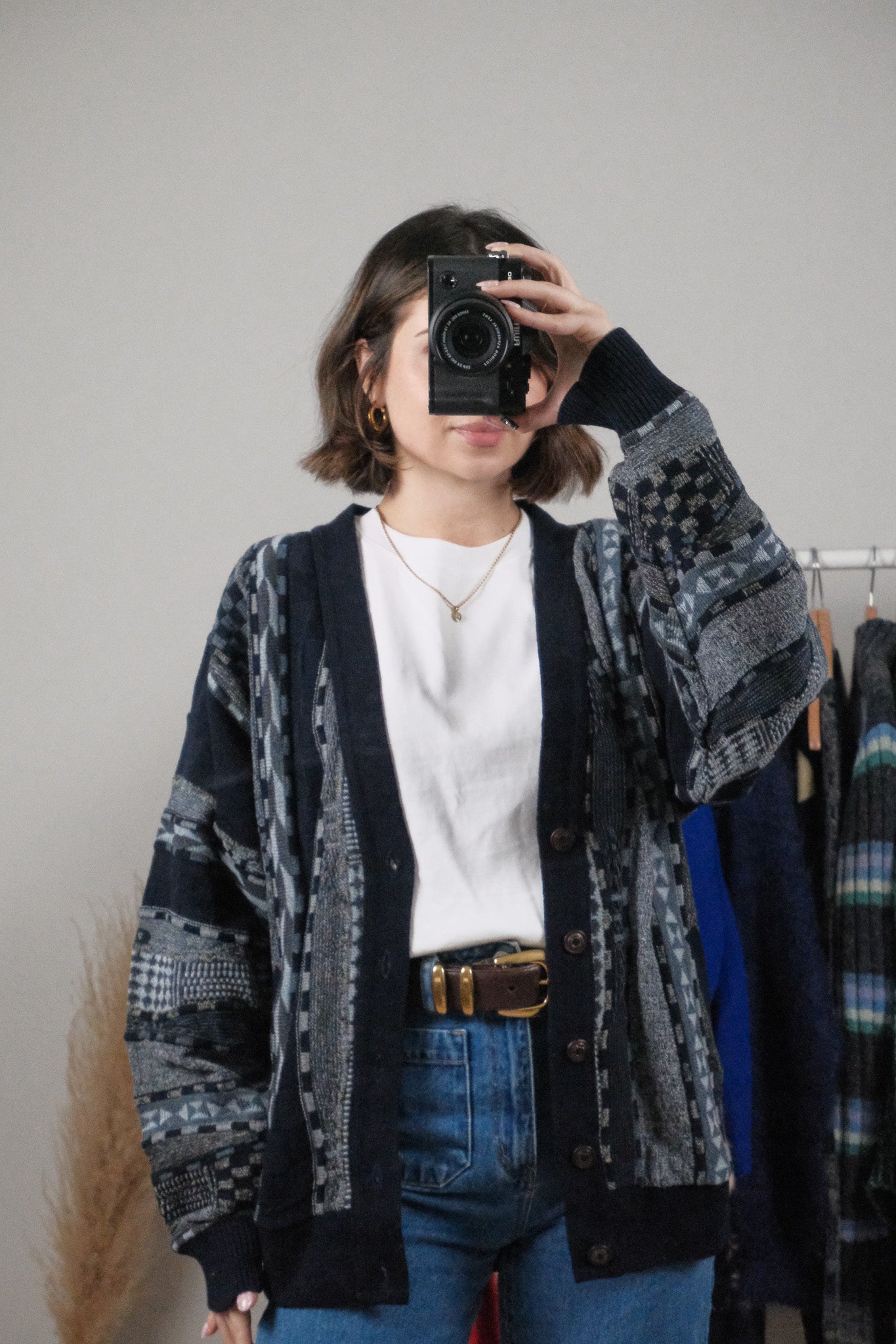 Made in Canada x Vintage x Wool Blend 3D Textured Cardigan (L/XL)