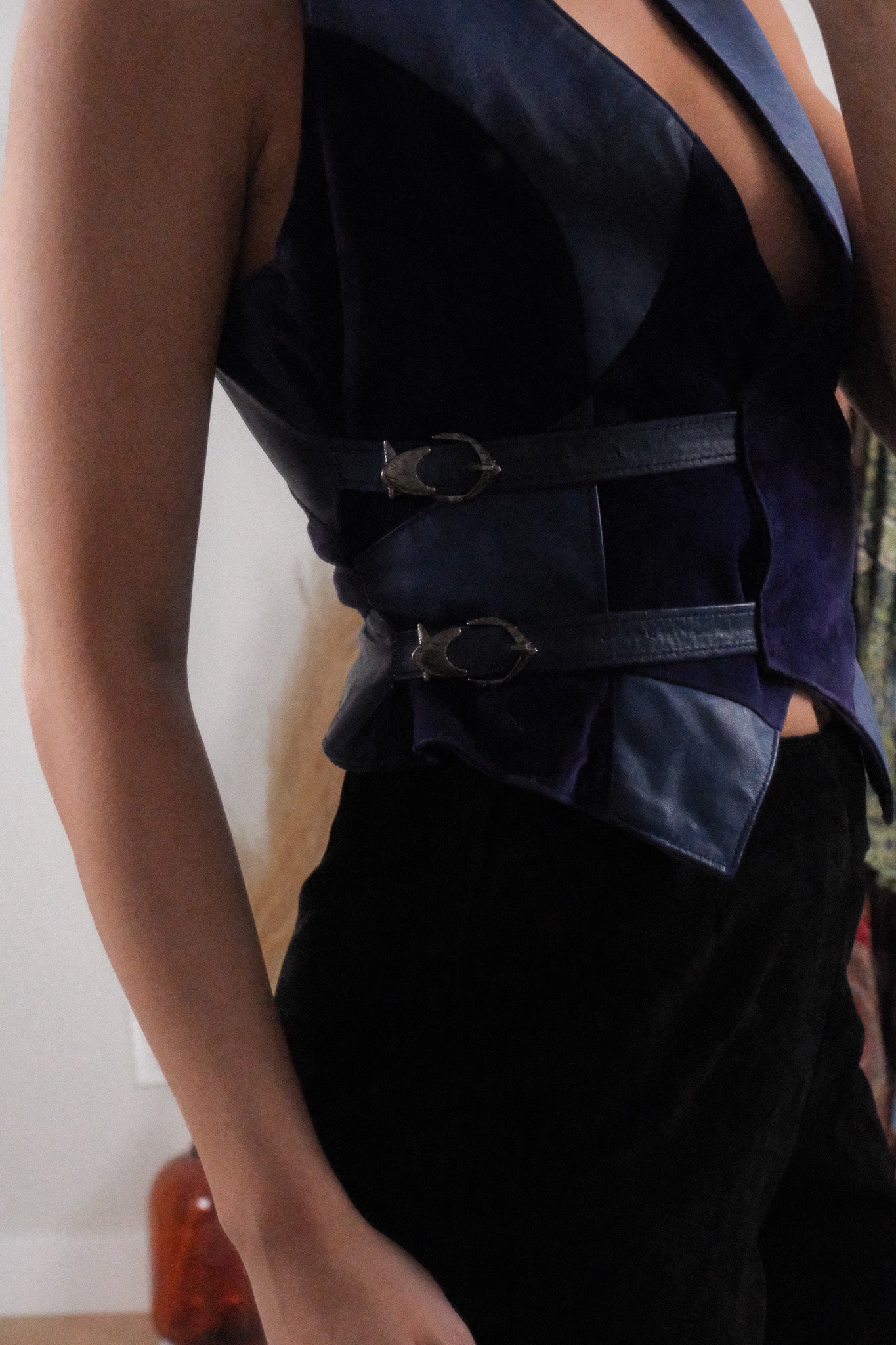 Made in Canada x Vintage x Suede/Leather Patchwork Vest (XS)