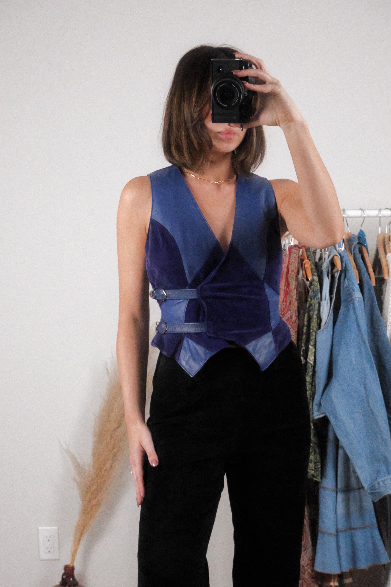 Made in Canada x Vintage x Suede/Leather Patchwork Vest (XS)