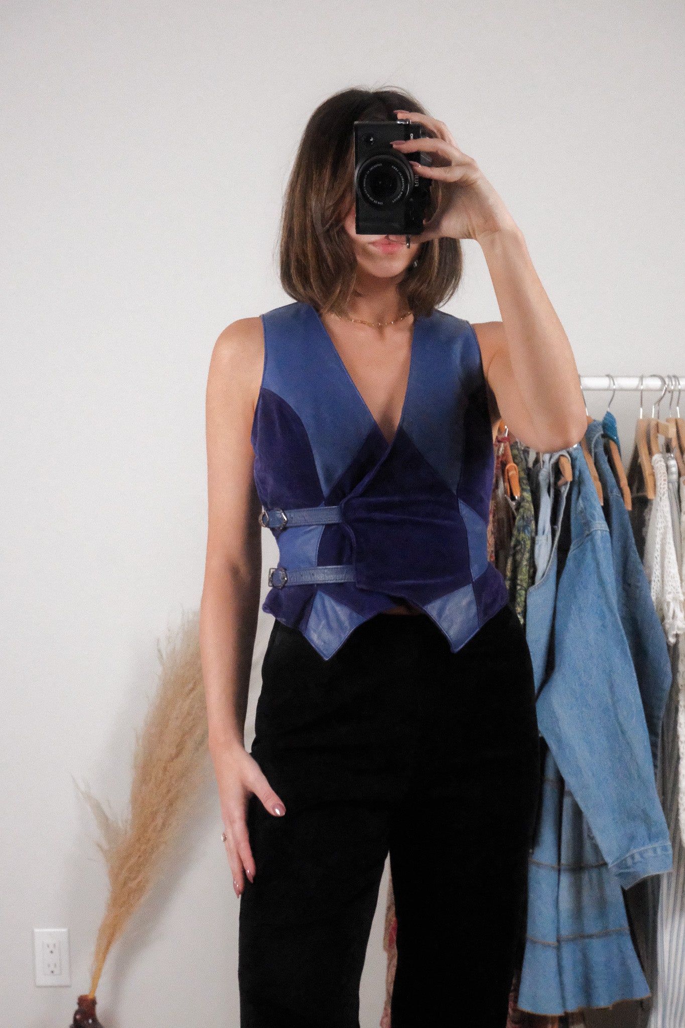 Made in Canada x Vintage x Suede/Leather Patchwork Vest (XS)