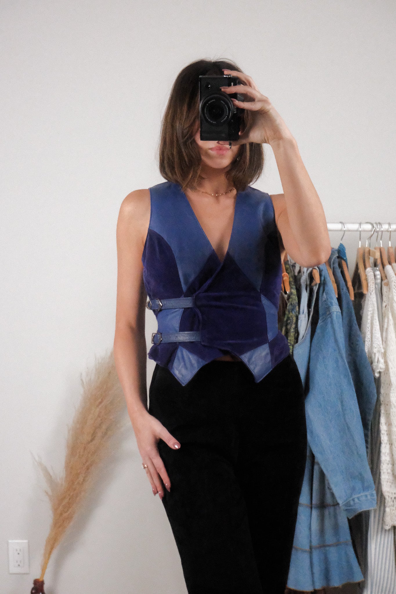Made in Canada x Vintage x Suede/Leather Patchwork Vest (XS)