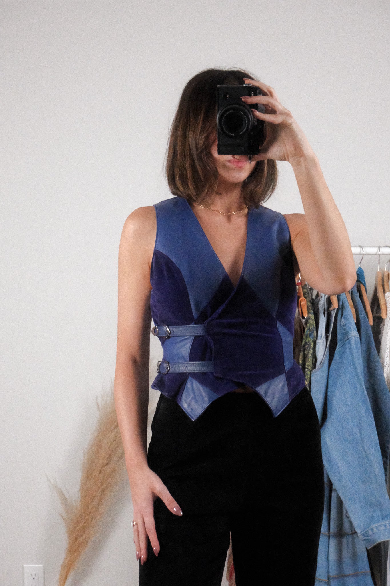 Made in Canada x Vintage x Suede/Leather Patchwork Vest (XS)