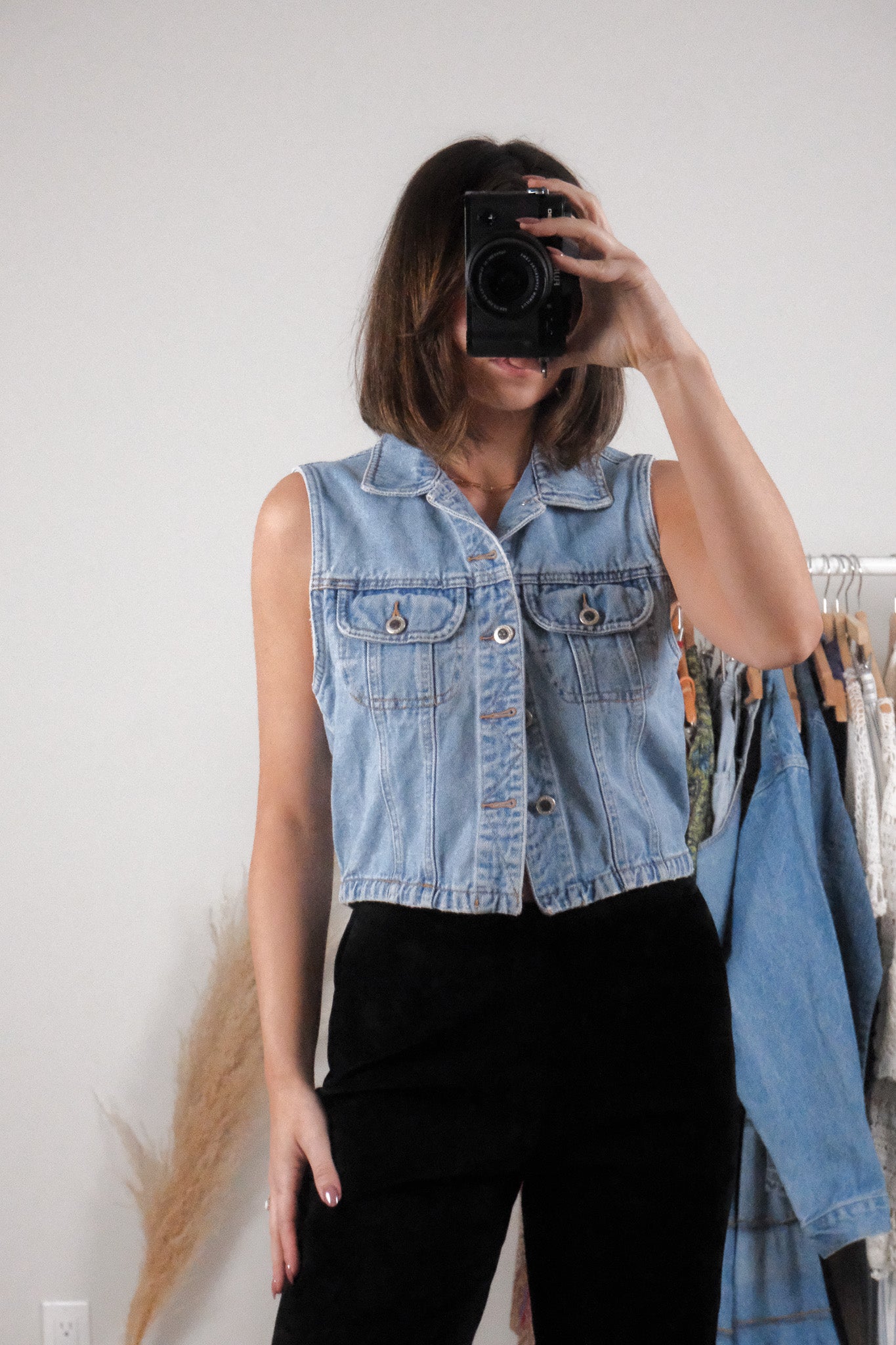 Vintage x Cotton Denim Cropped Vest (S)