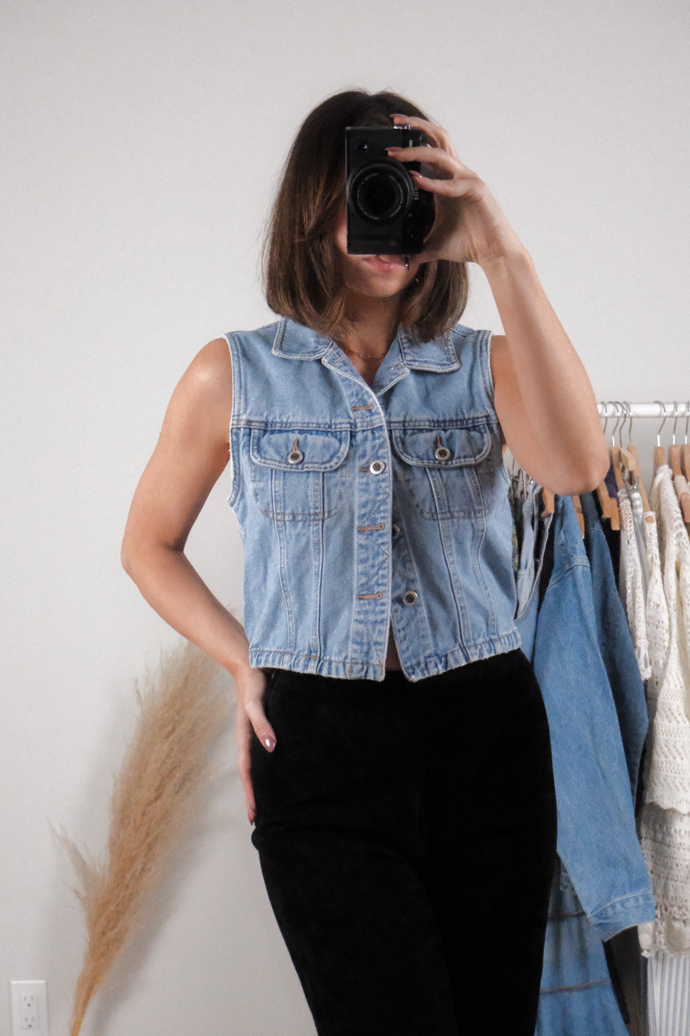 Vintage x Cotton Denim Cropped Vest (S)