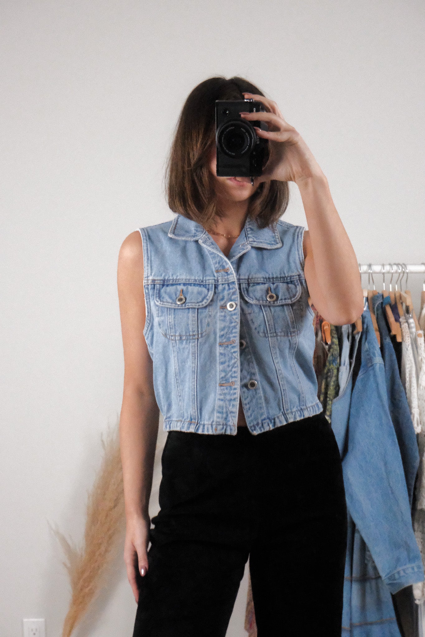Vintage x Cotton Denim Cropped Vest (S)