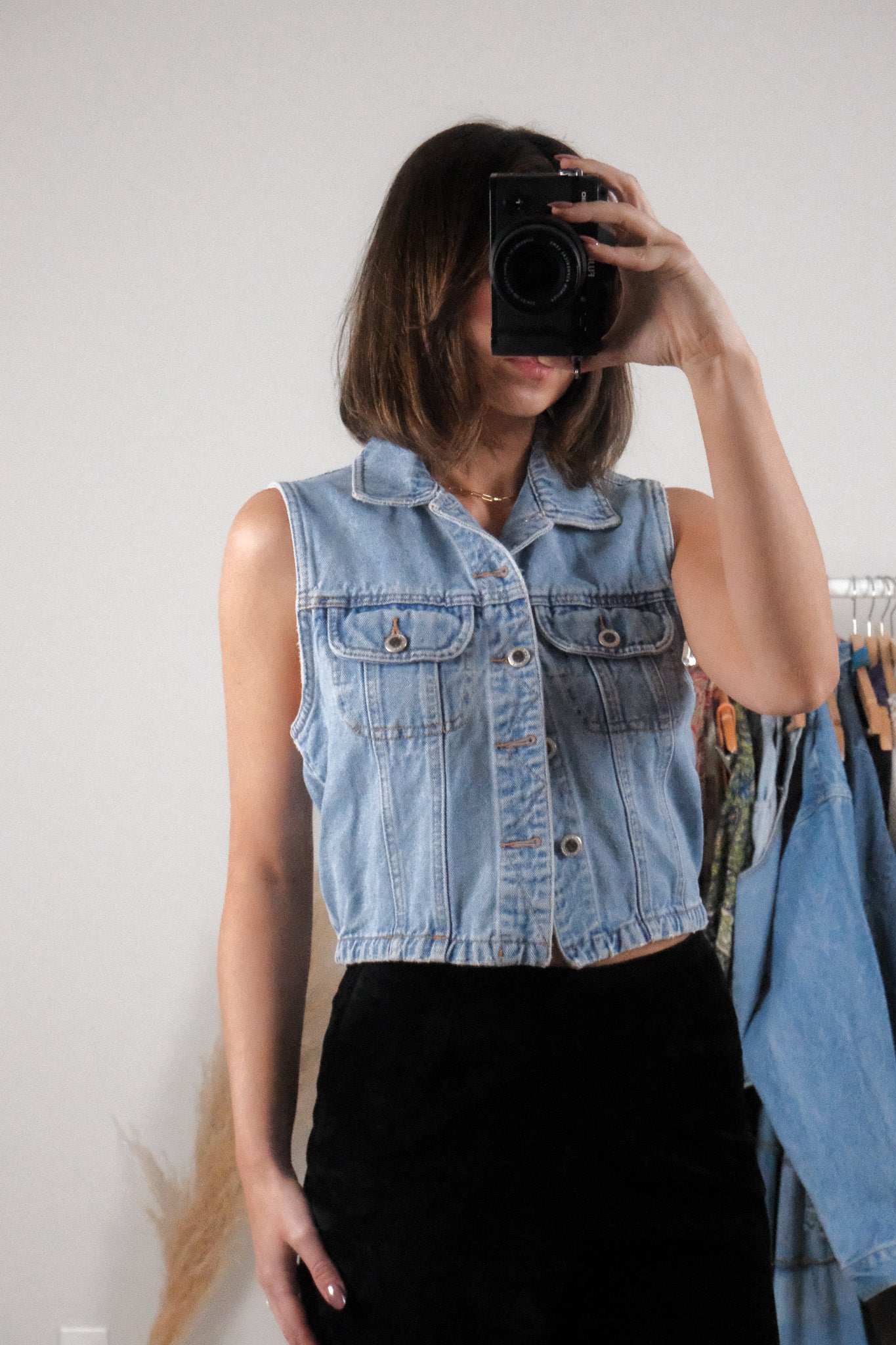 Vintage x Cotton Denim Cropped Vest (S)