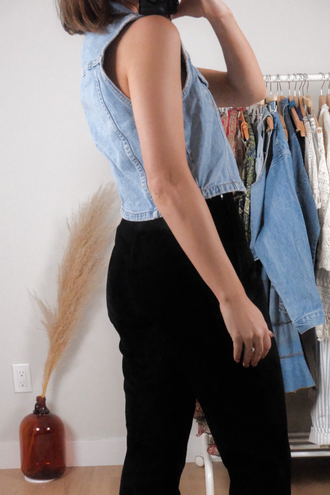 Vintage x Cotton Denim Cropped Vest (S)