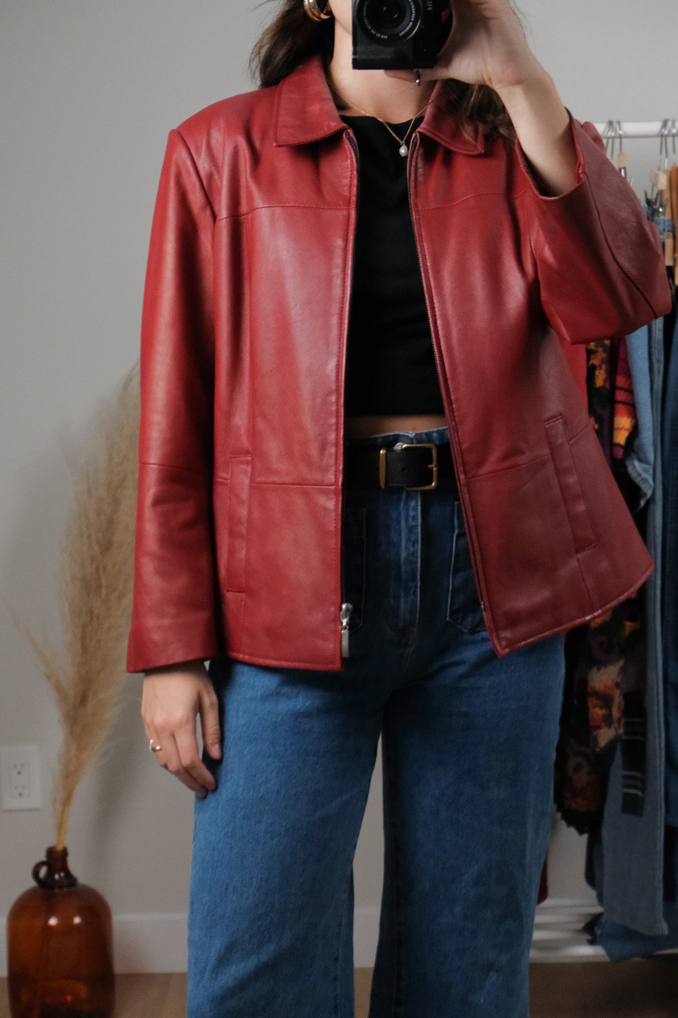 Vintage x Collared Leather Jacket (2-8)