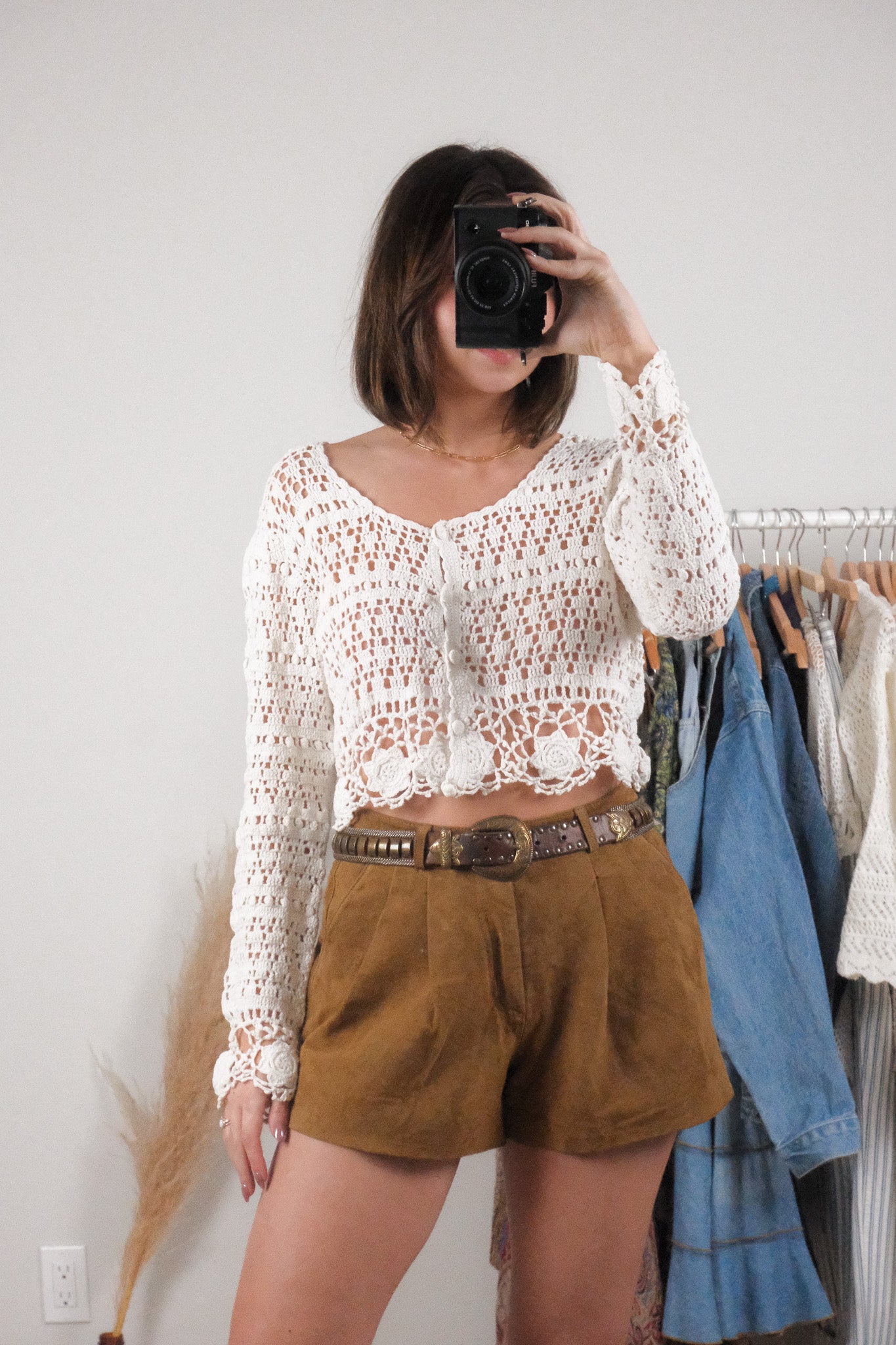 Vintage x Cotton Crochet Cropped Cardigan (M/L)