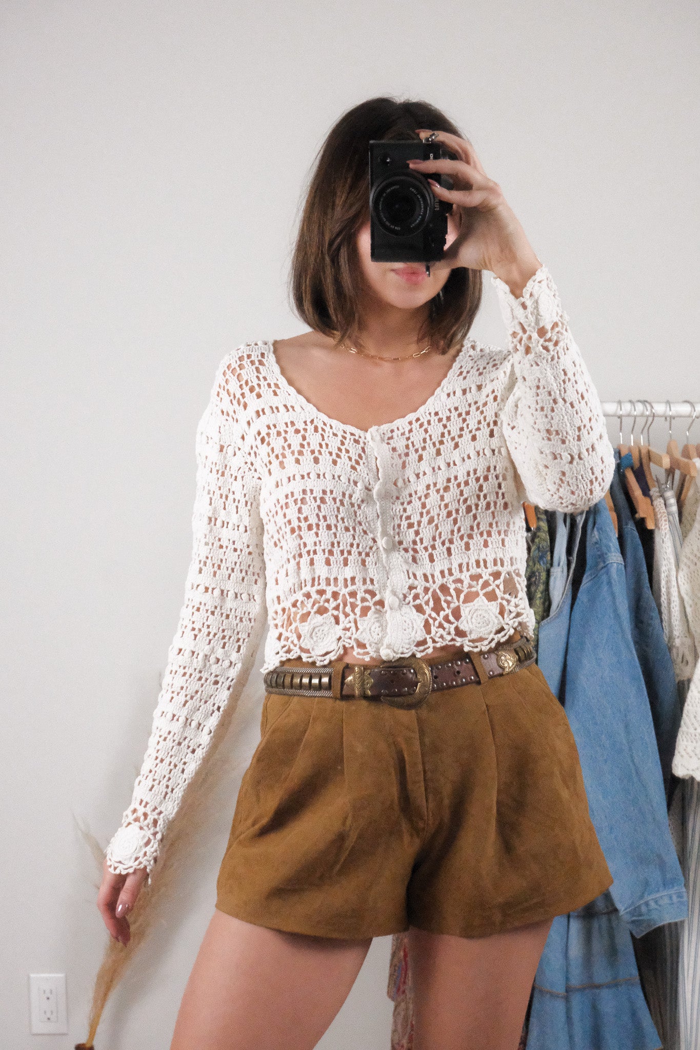 Vintage x Cotton Crochet Cropped Cardigan (M/L)