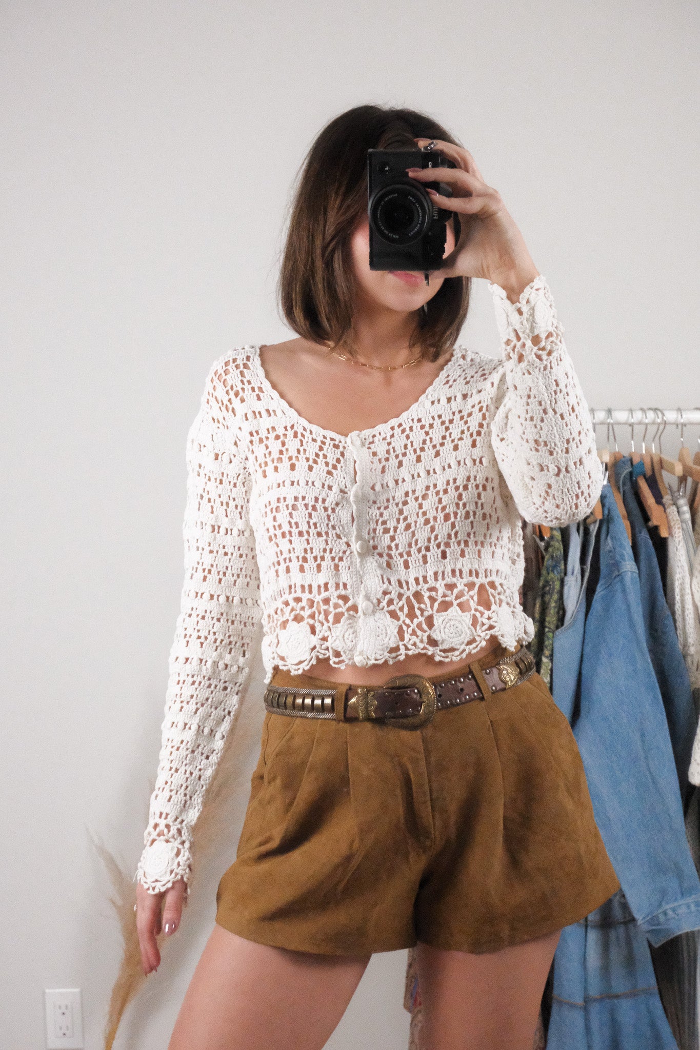 Vintage x Cotton Crochet Cropped Cardigan (M/L)