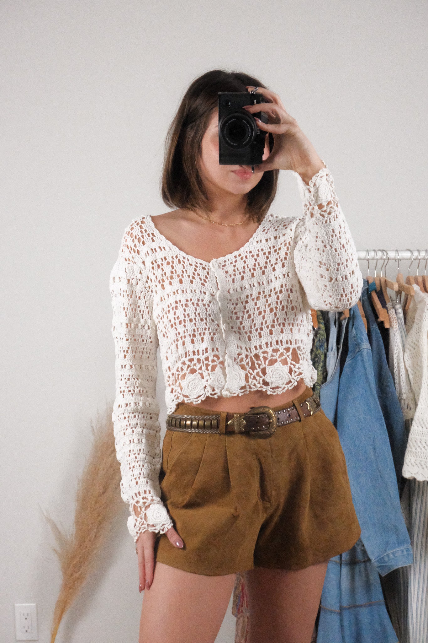 Vintage x Cotton Crochet Cropped Cardigan (M/L)