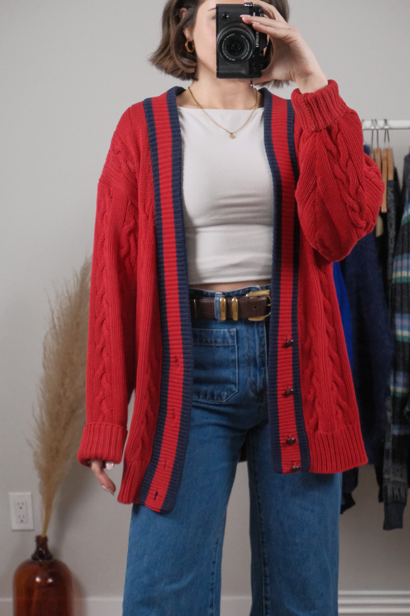 Vintage x 90s Gap Cotton Chunky Knit Cardigan (XL)
