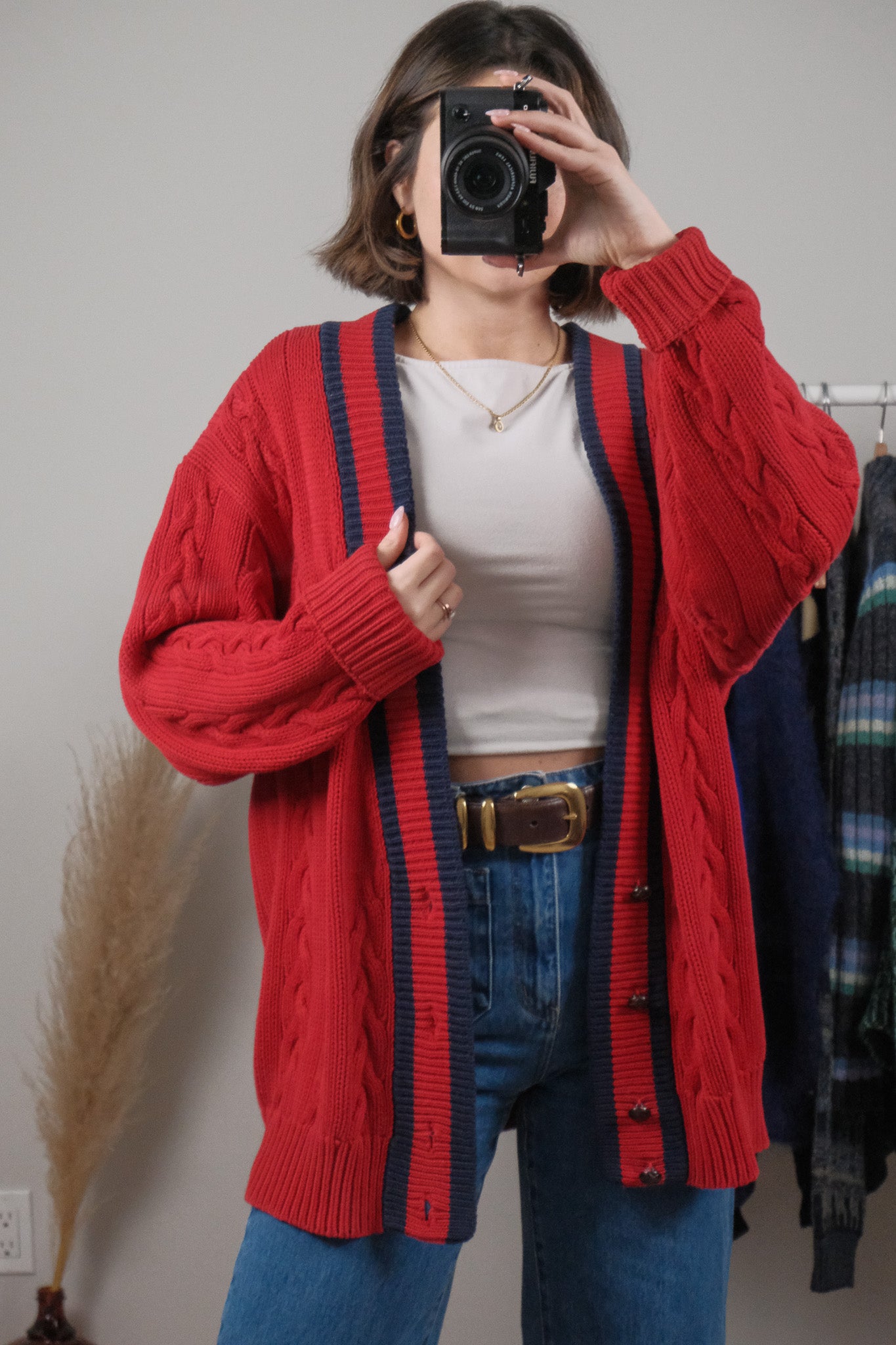 Vintage x 90s Gap Cotton Chunky Knit Cardigan (XL)