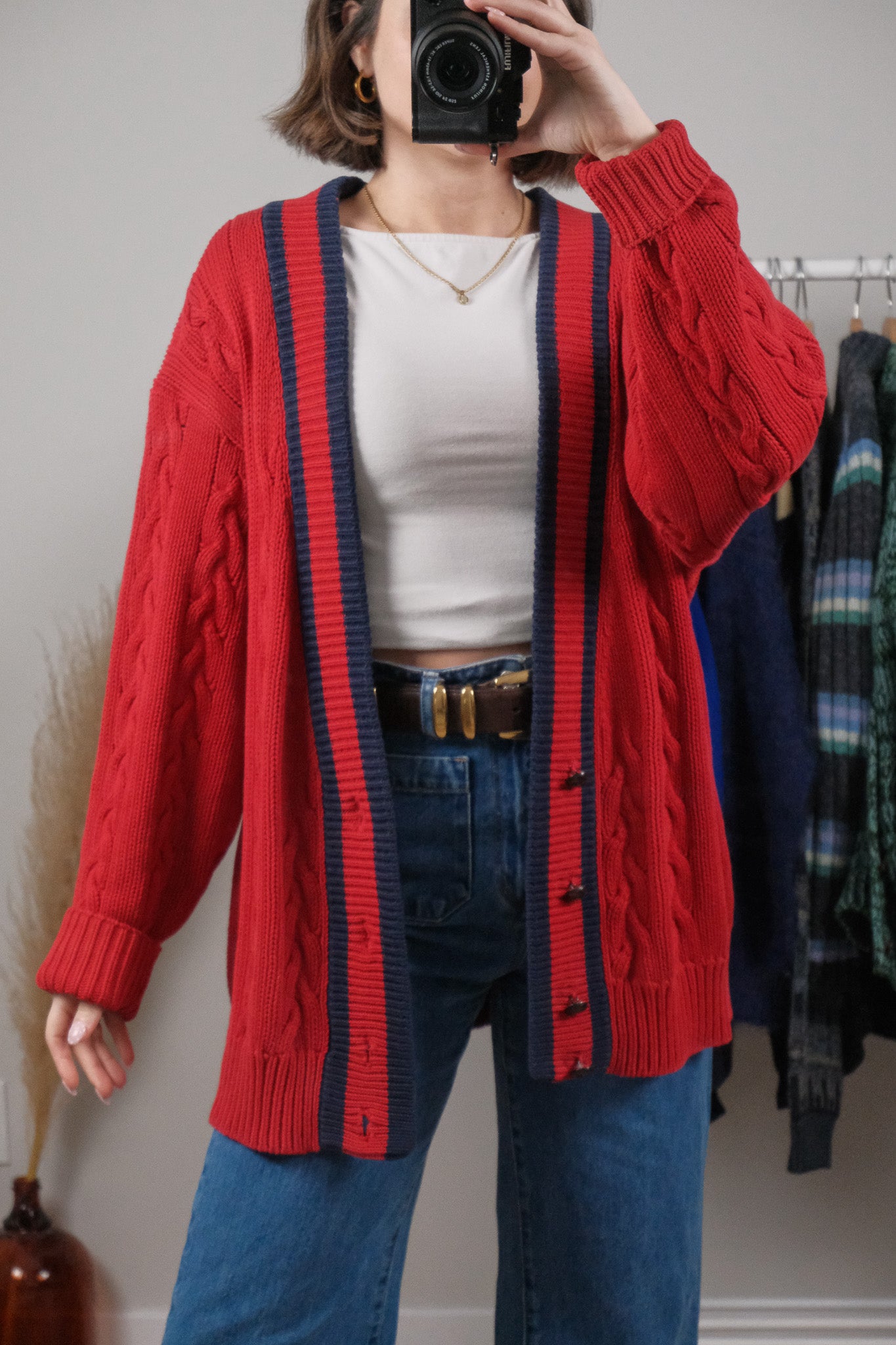 Vintage x 90s Gap Cotton Chunky Knit Cardigan (XL)