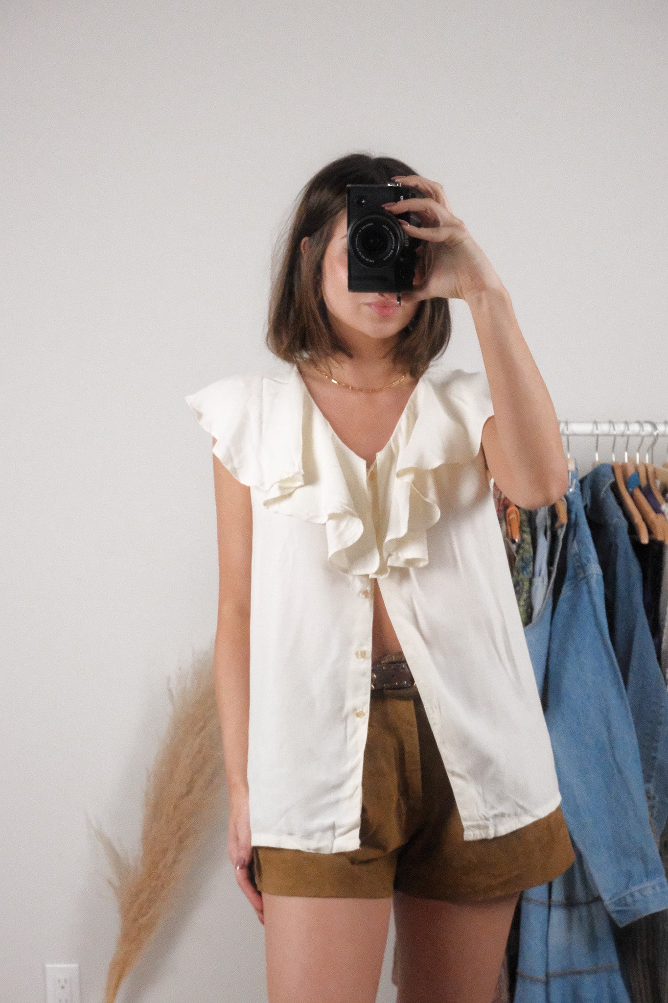 Vintage x Ruffle Tank Blouse (S/M)