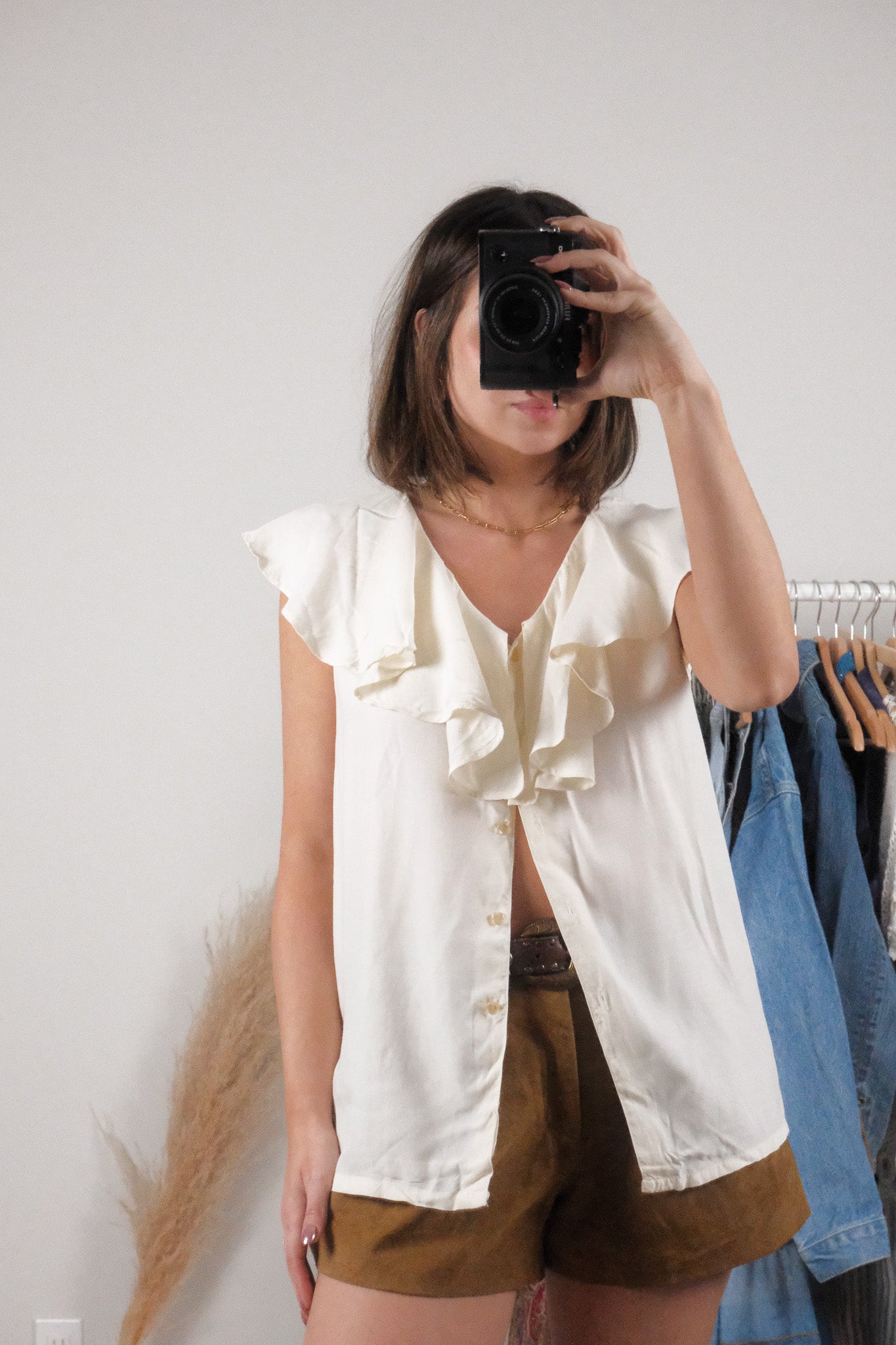 Vintage x Ruffle Tank Blouse (S/M)