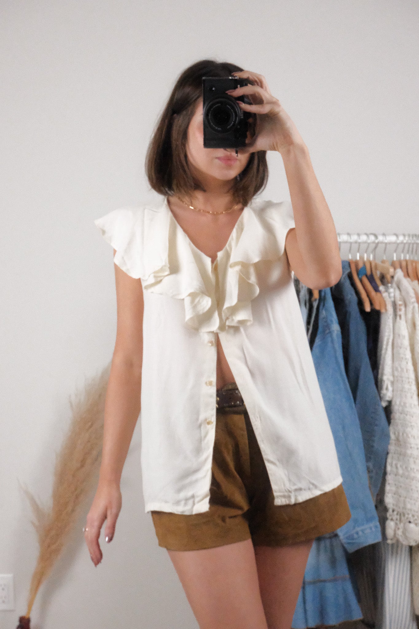 Vintage x Ruffle Tank Blouse (S/M)