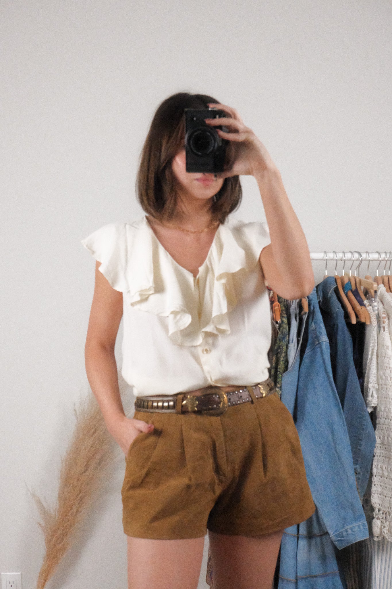 Vintage x Ruffle Tank Blouse (S/M)