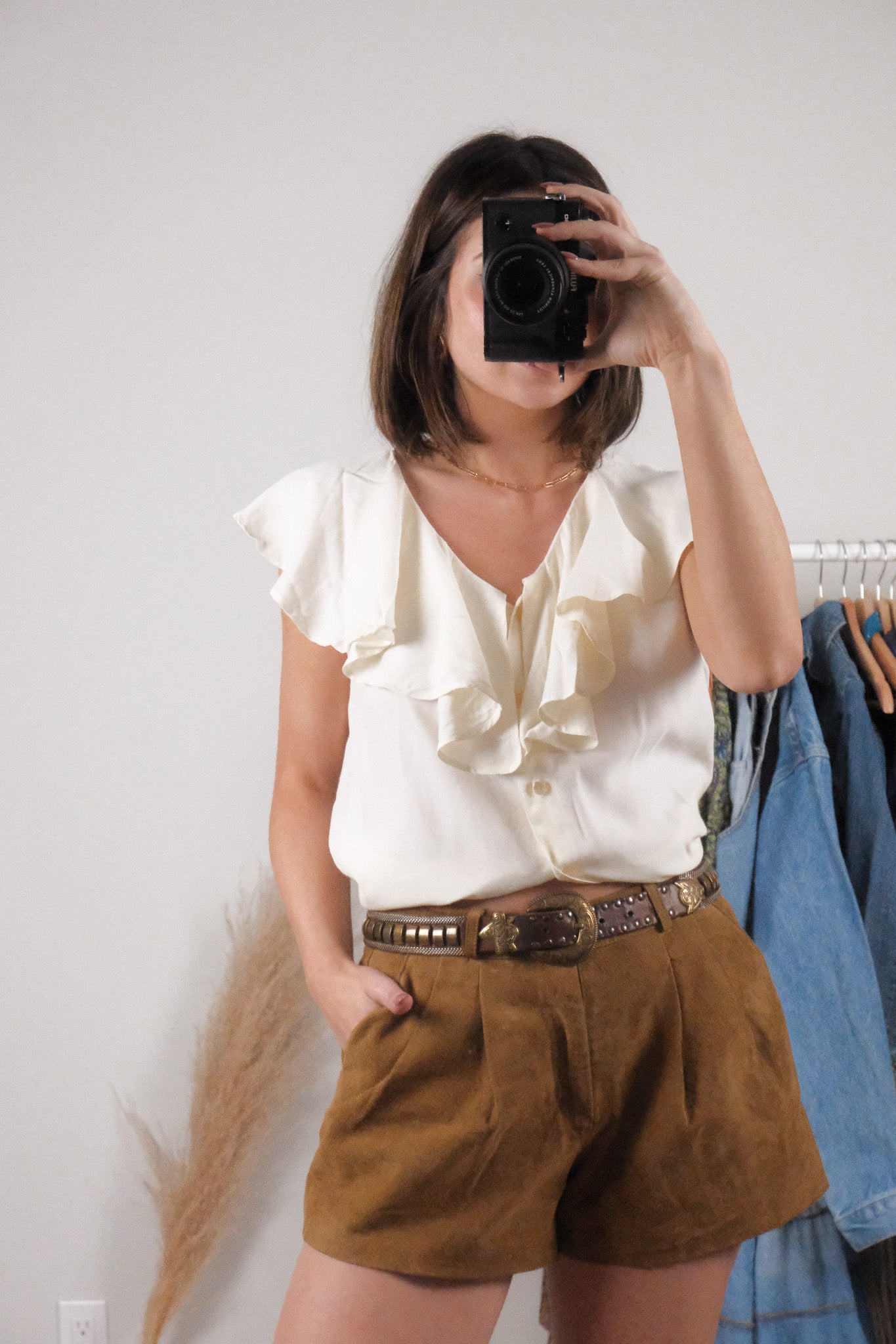 Vintage x Ruffle Tank Blouse (S/M)