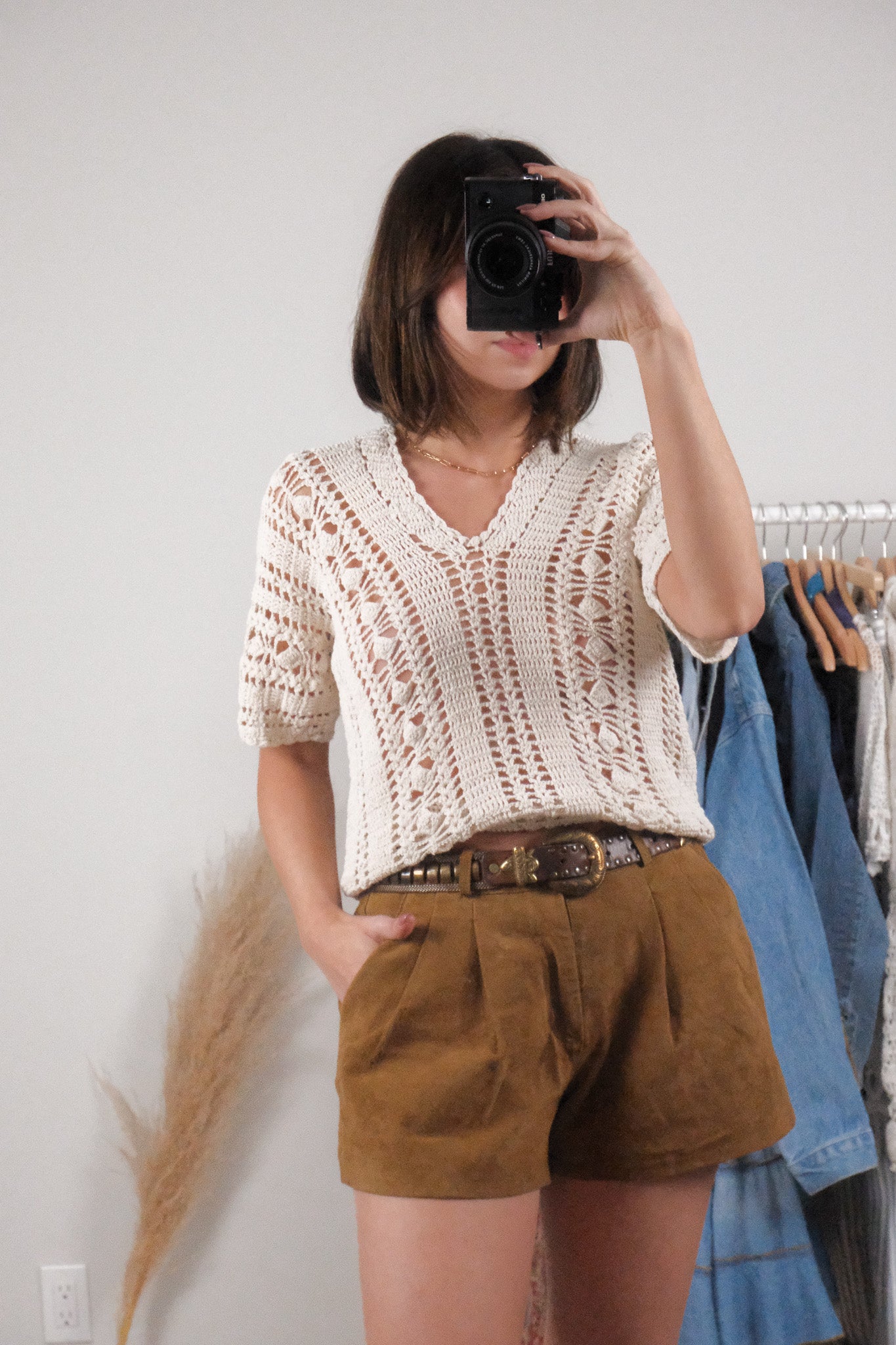 Vintage x Crochet Knit Top (M)
