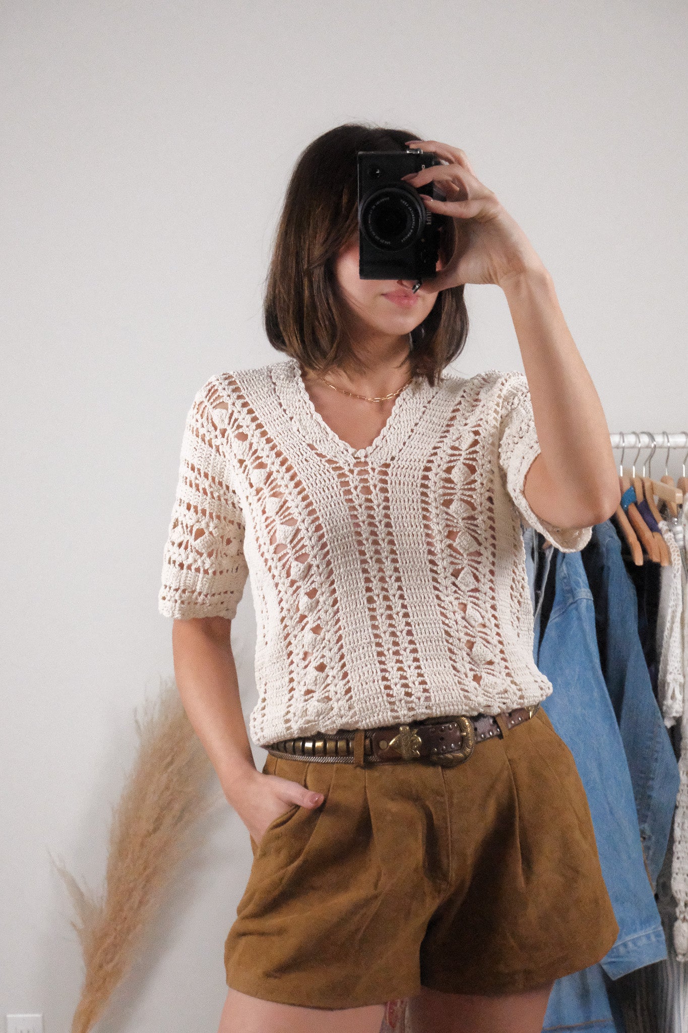 Vintage x Crochet Knit Top (M)