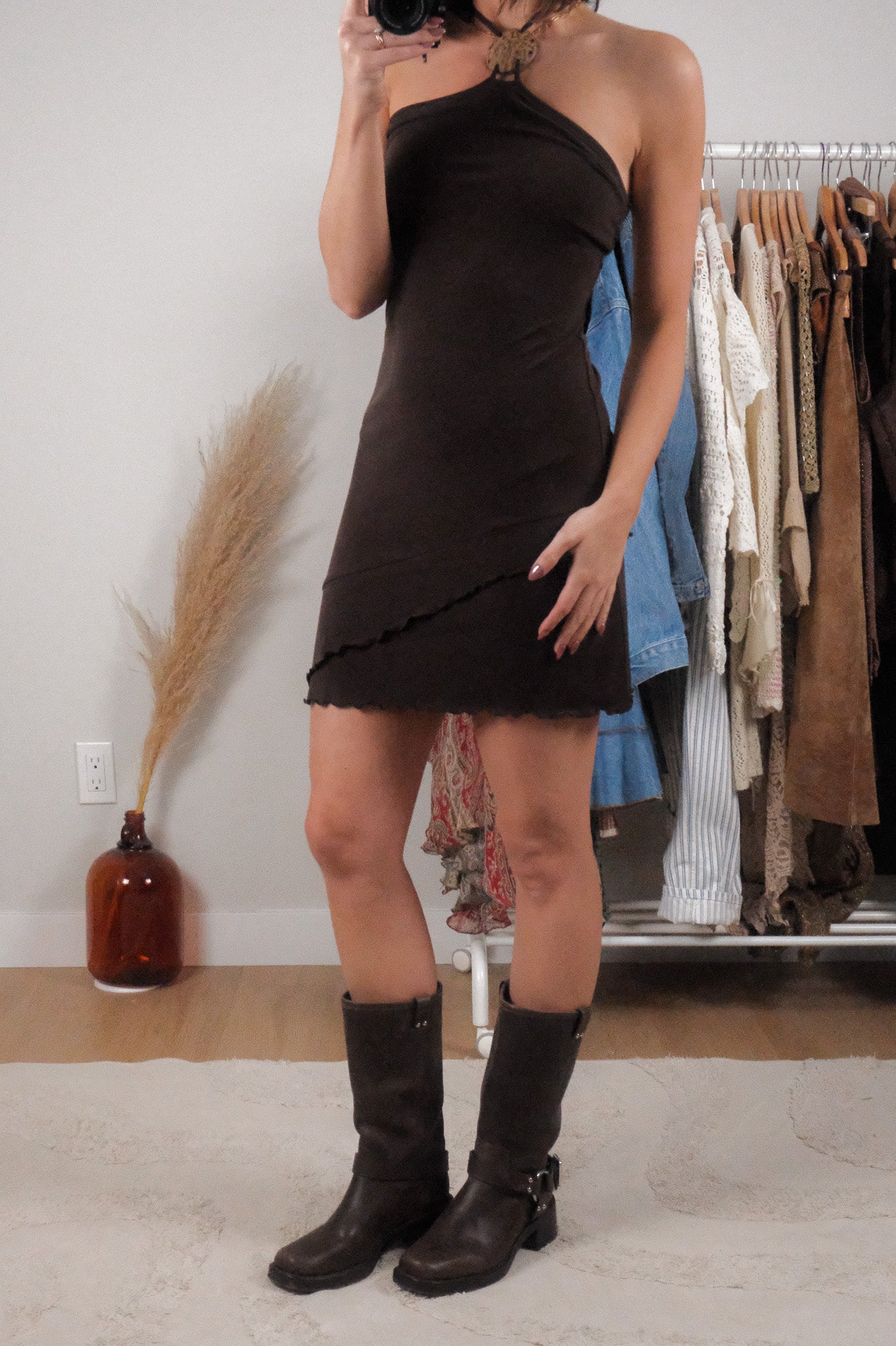 Vintage x Ruffle Halter Midi Dress (XS/S)