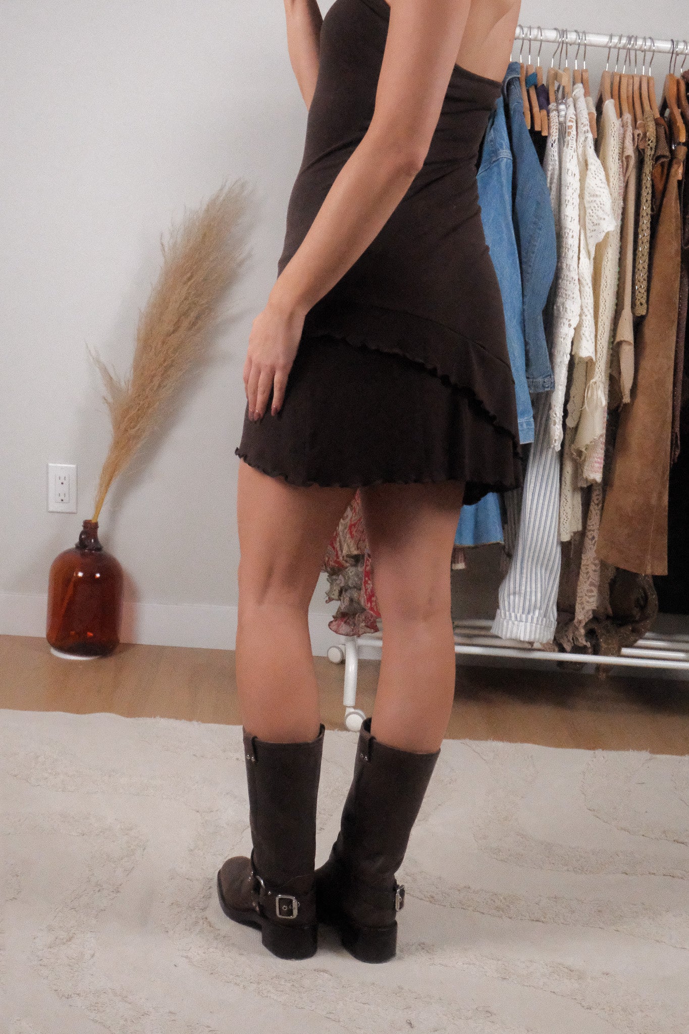 Vintage x Ruffle Halter Midi Dress (XS/S)