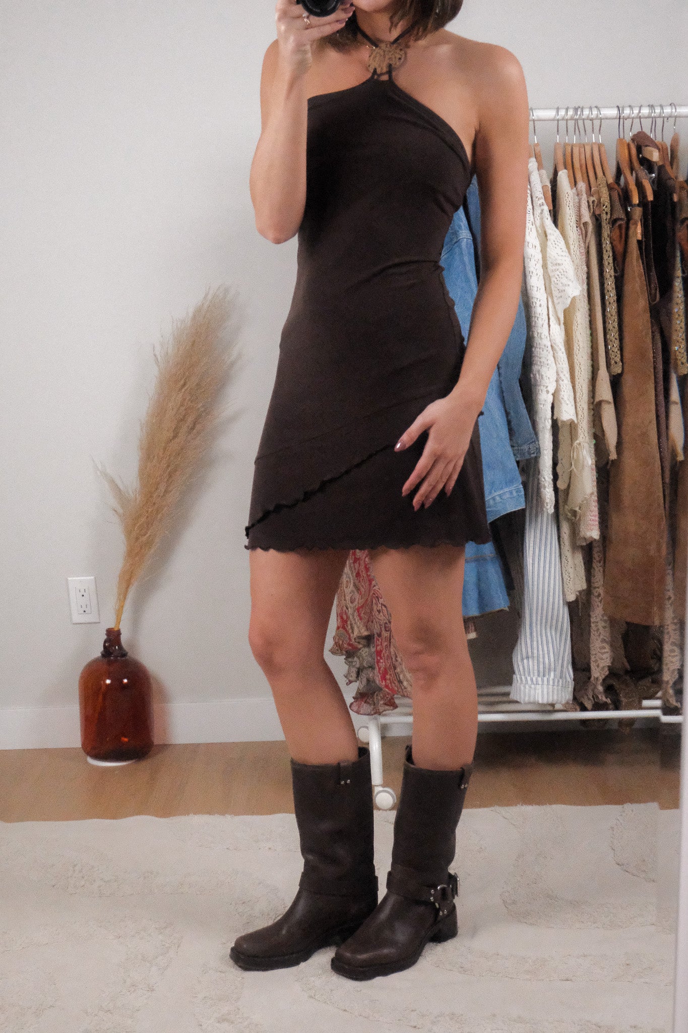 Vintage x Ruffle Halter Midi Dress (XS/S)