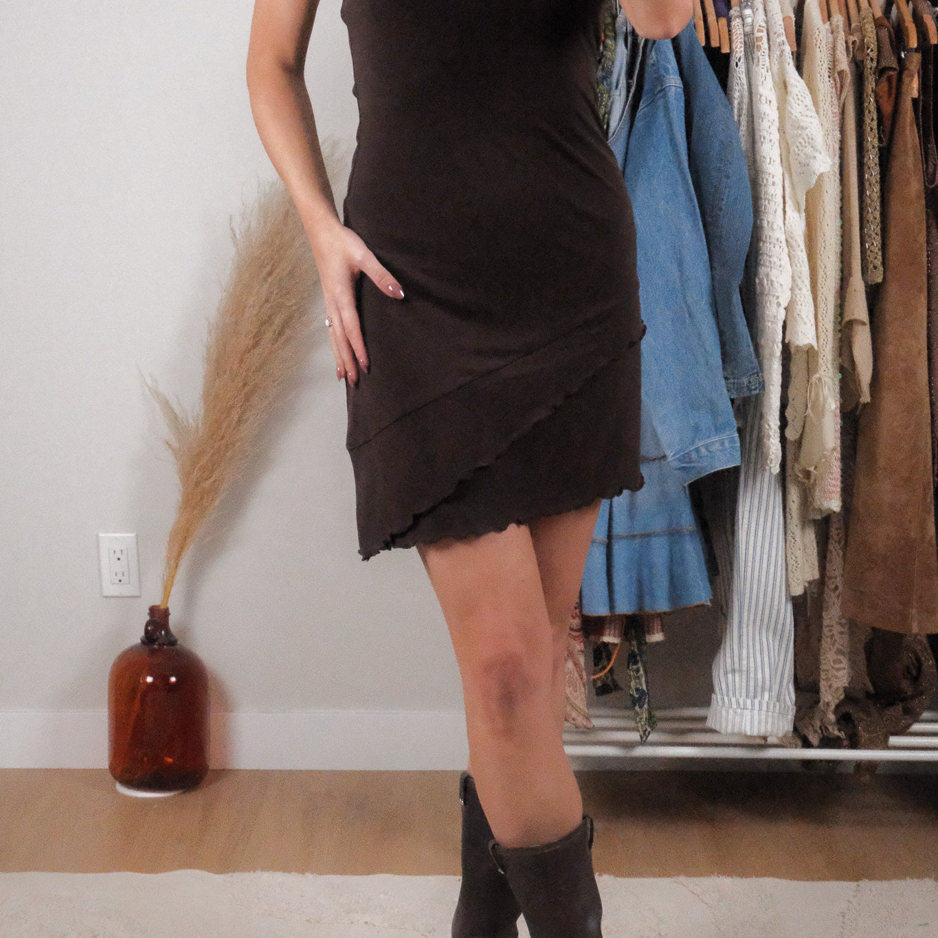 Vintage x Ruffle Halter Midi Dress (XS/S)
