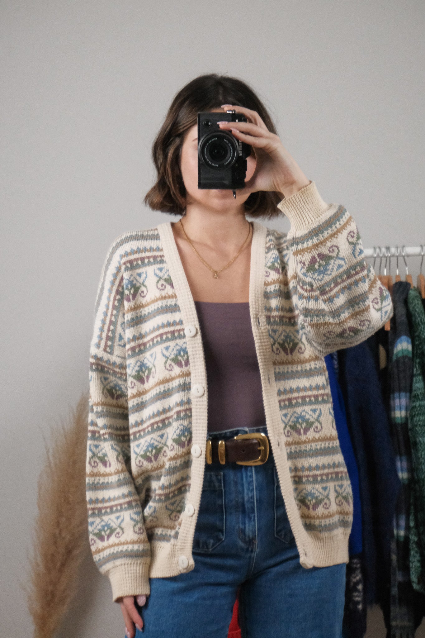 Made in Portugal x Vintage x Cotton Patterned Cardigan (L)