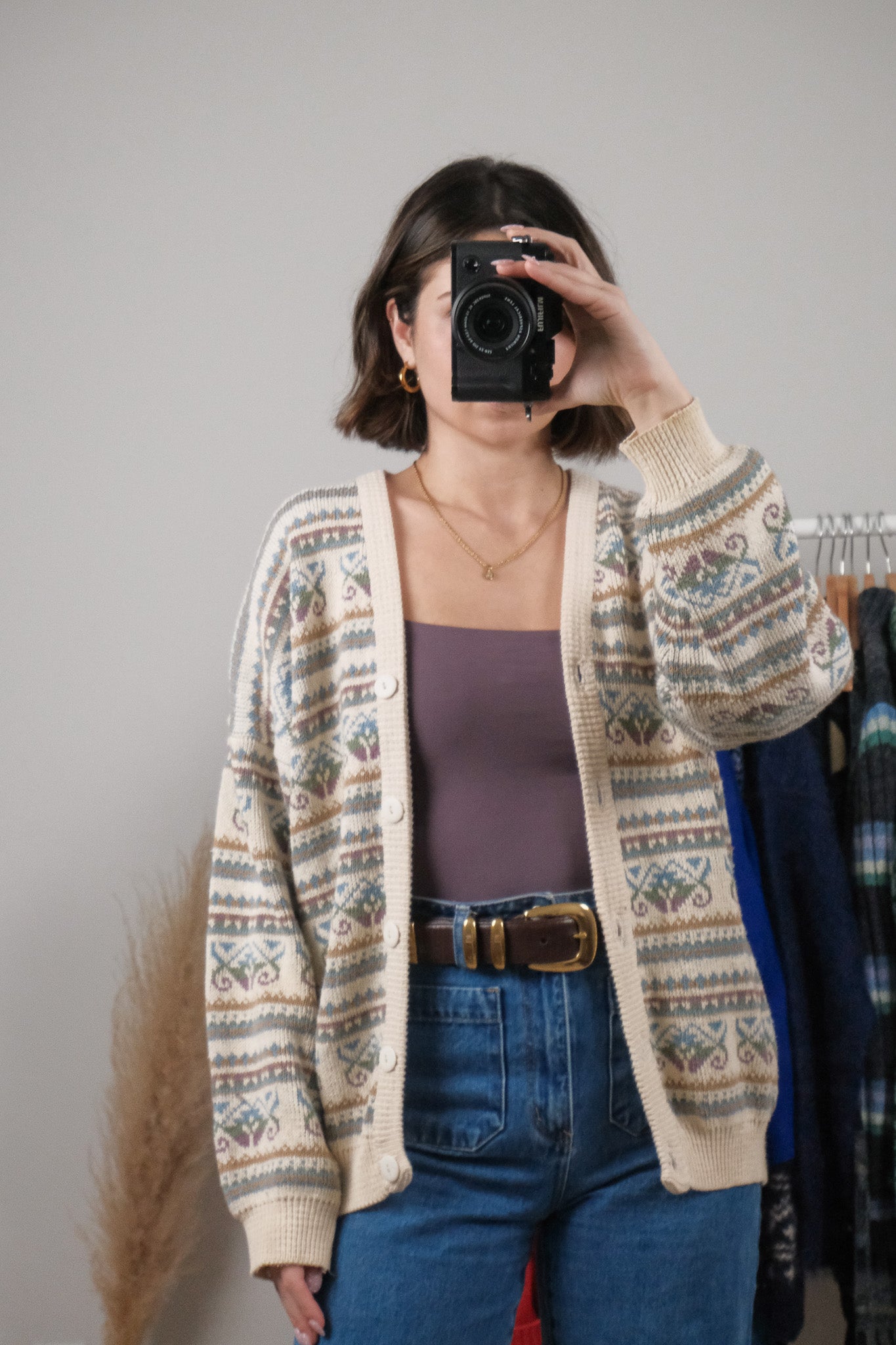 Made in Portugal x Vintage x Cotton Patterned Cardigan (L)
