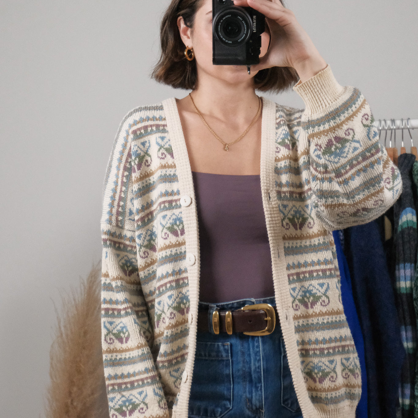 Made in Portugal x Vintage x Cotton Patterned Cardigan (L)