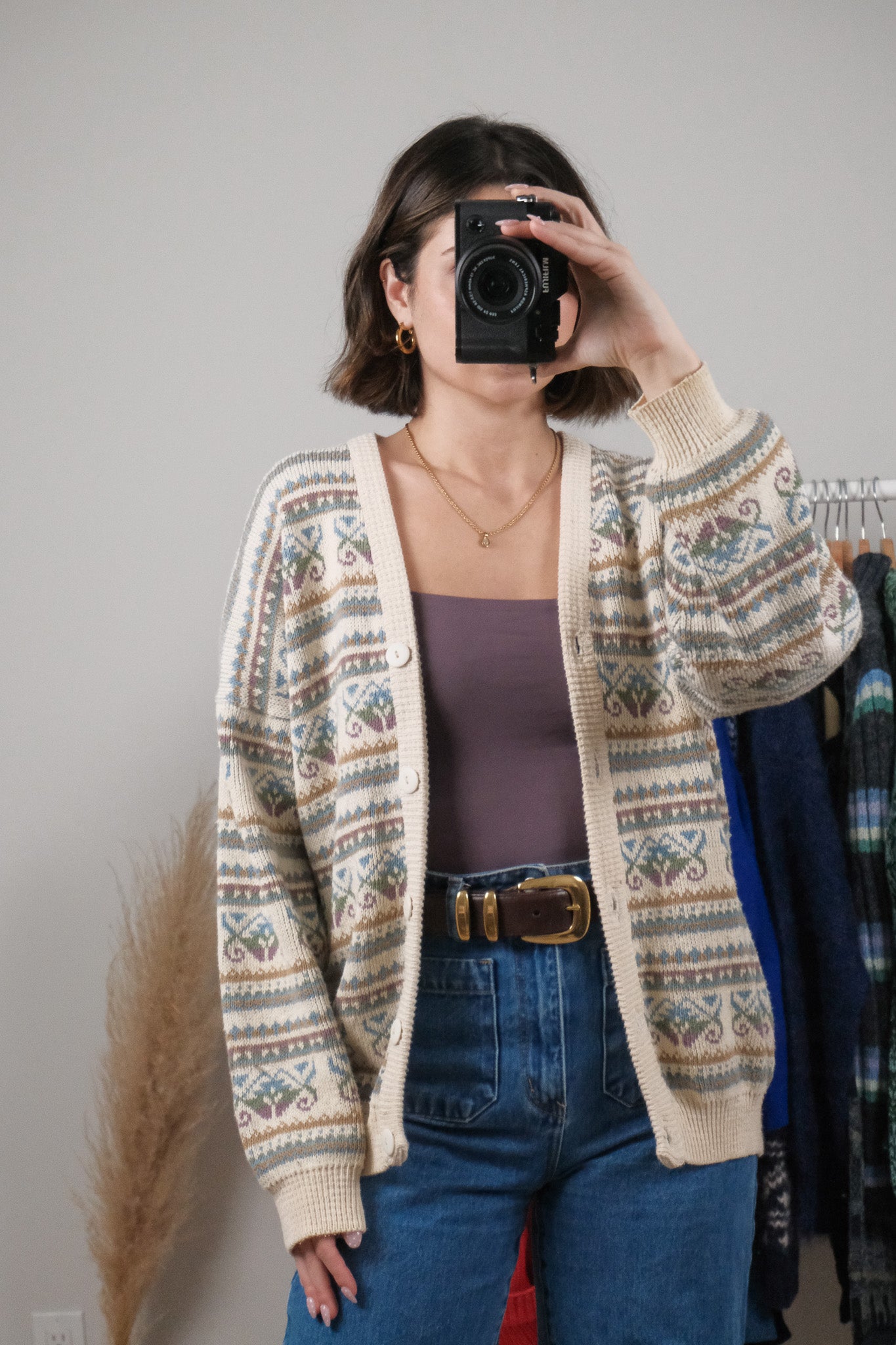 Made in Portugal x Vintage x Cotton Patterned Cardigan (L)