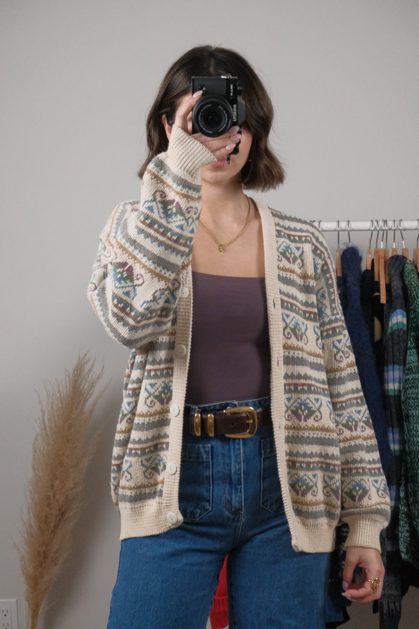 Made in Portugal x Vintage x Cotton Patterned Cardigan (L)