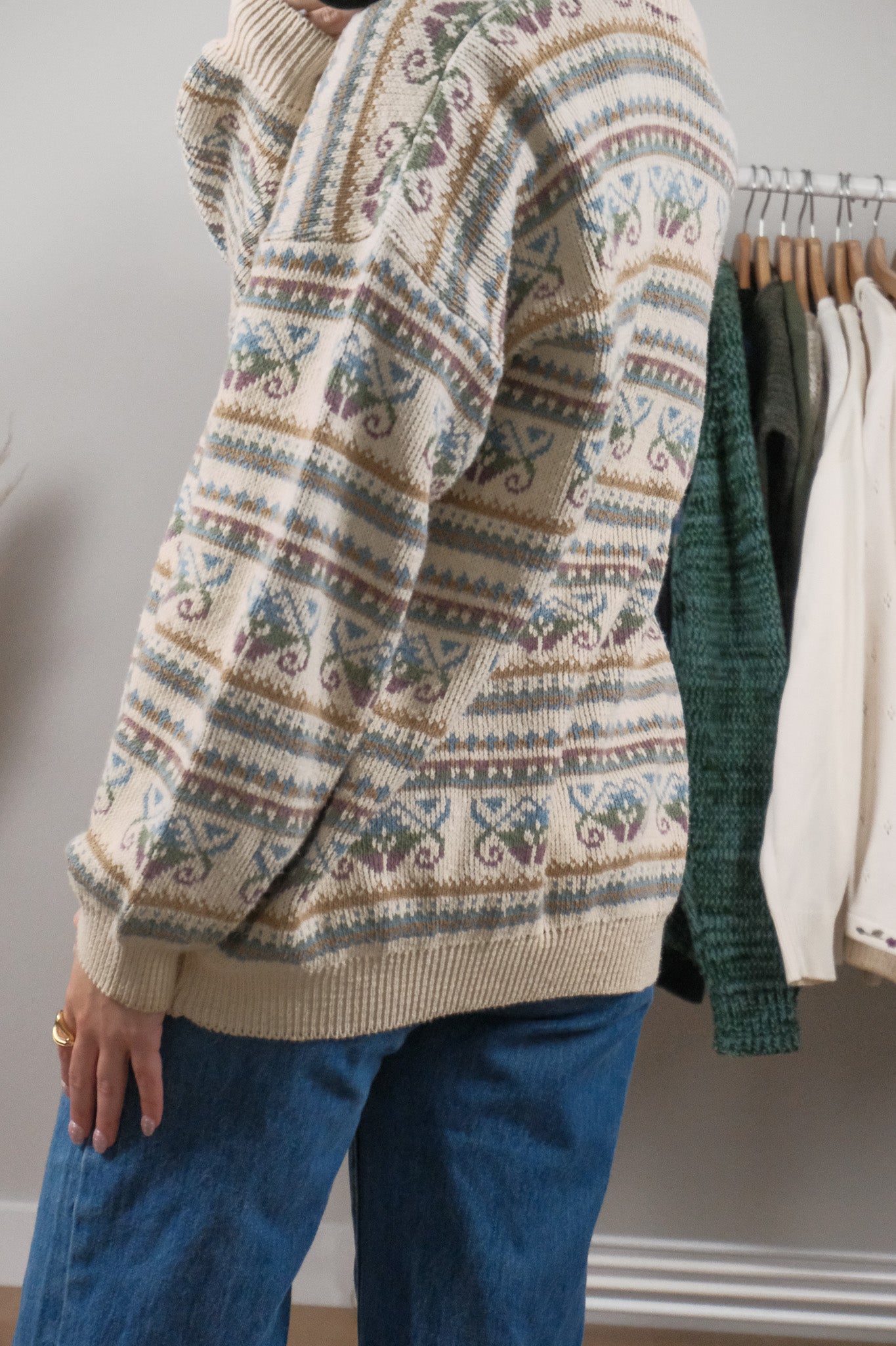 Made in Portugal x Vintage x Cotton Patterned Cardigan (L)